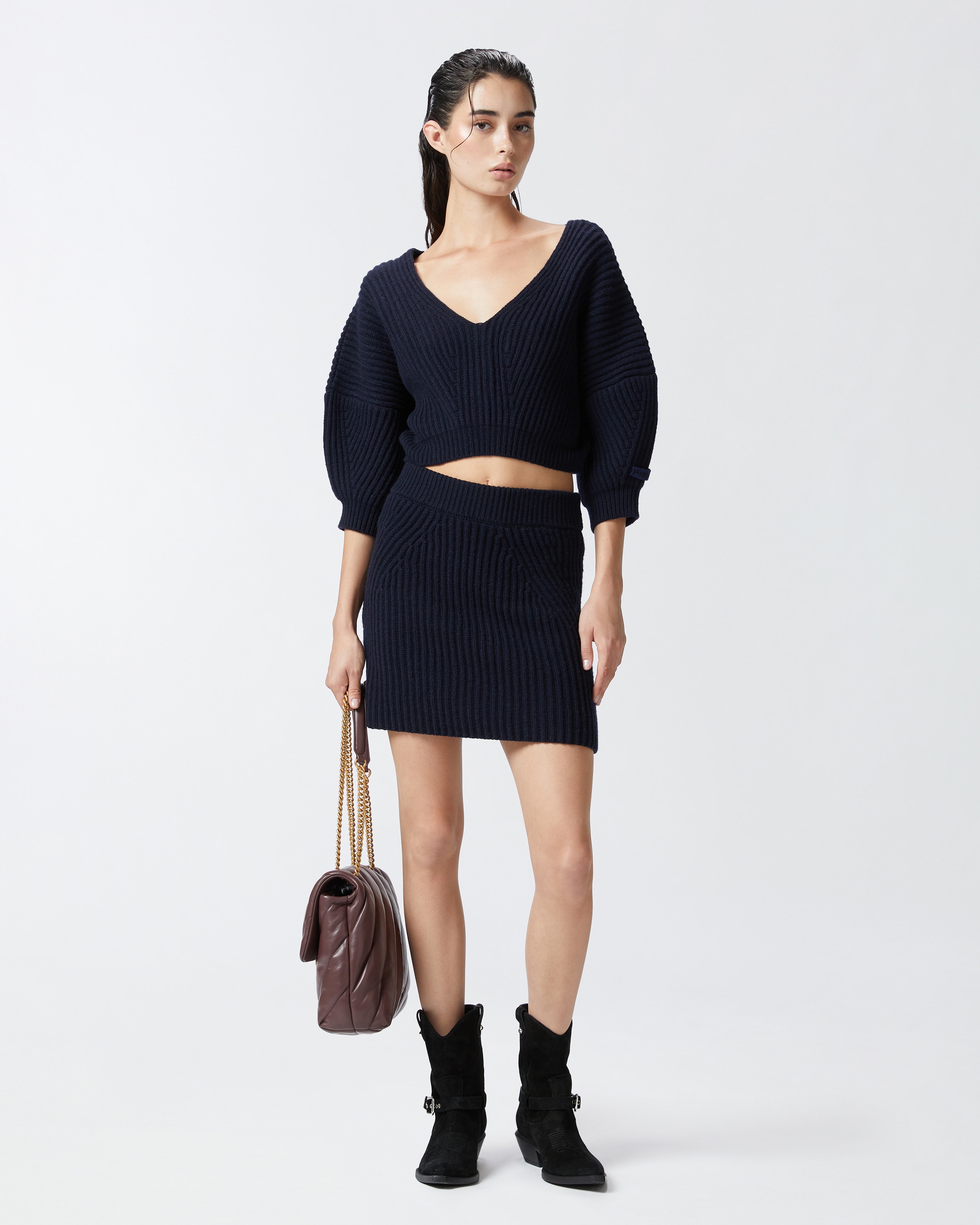 RIBBED WOOL AND CASHMERE MINI SKIRT - 2