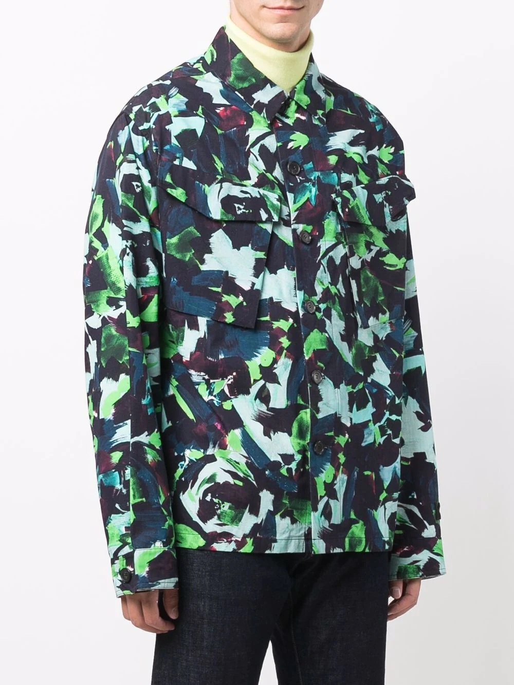 Archive floral-print shirt jacket - 3