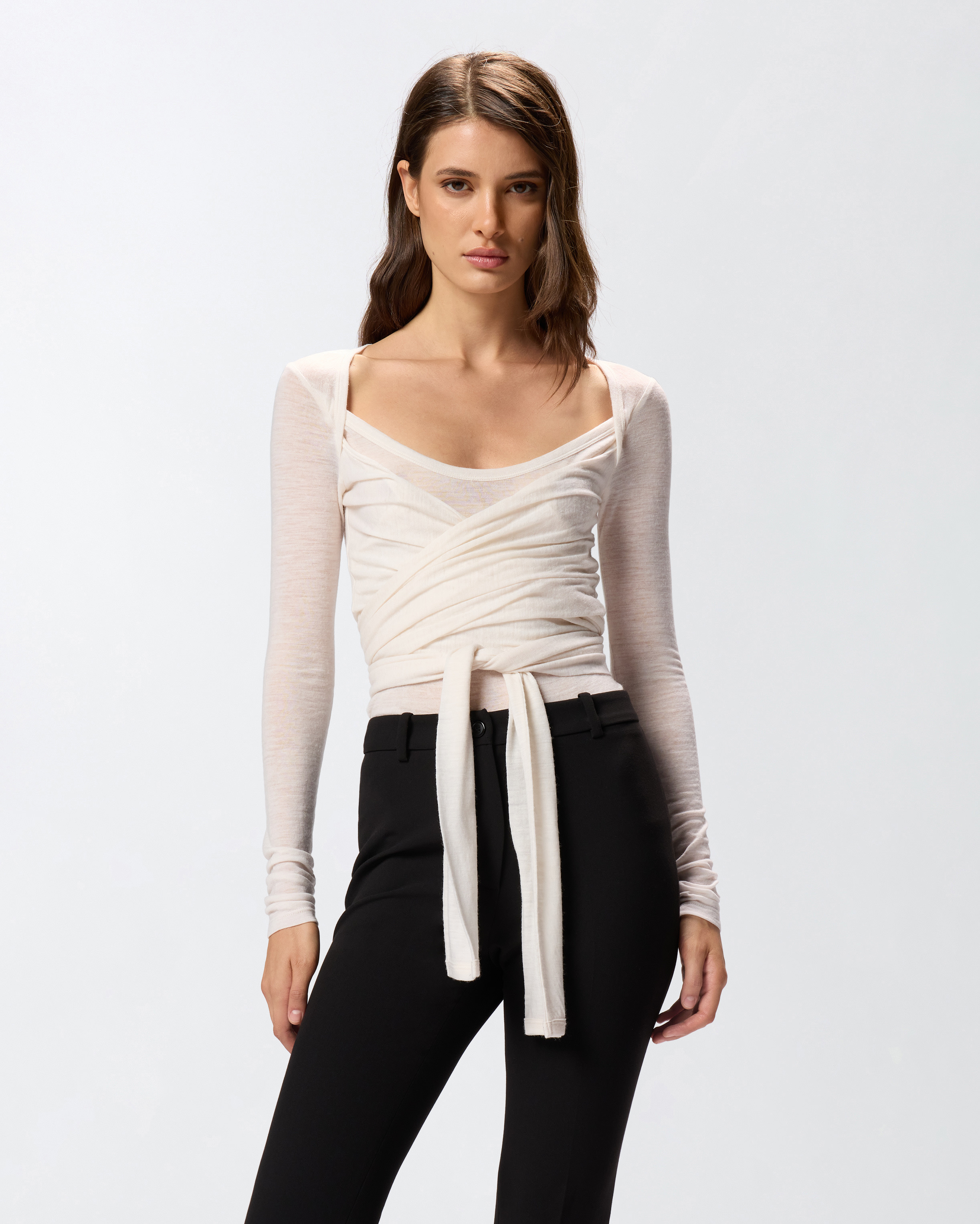 WOOL-BLEND SWEATER WITH KNOT DETAIL - 2