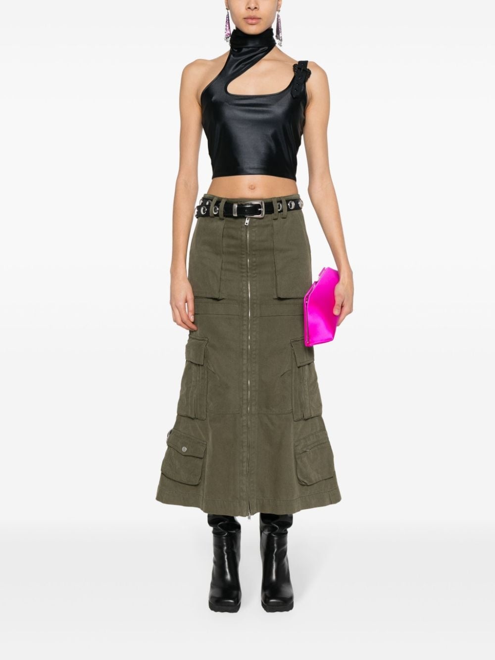 buckle-embellishment cropped top - 2