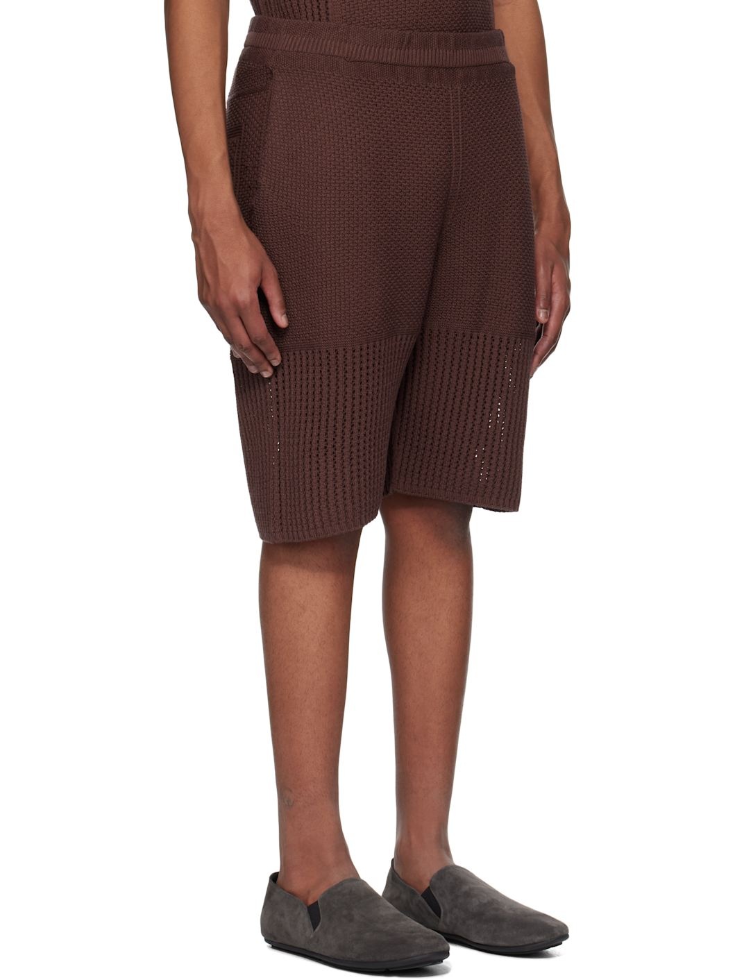 Brown Rustic Knit Shorts - 2