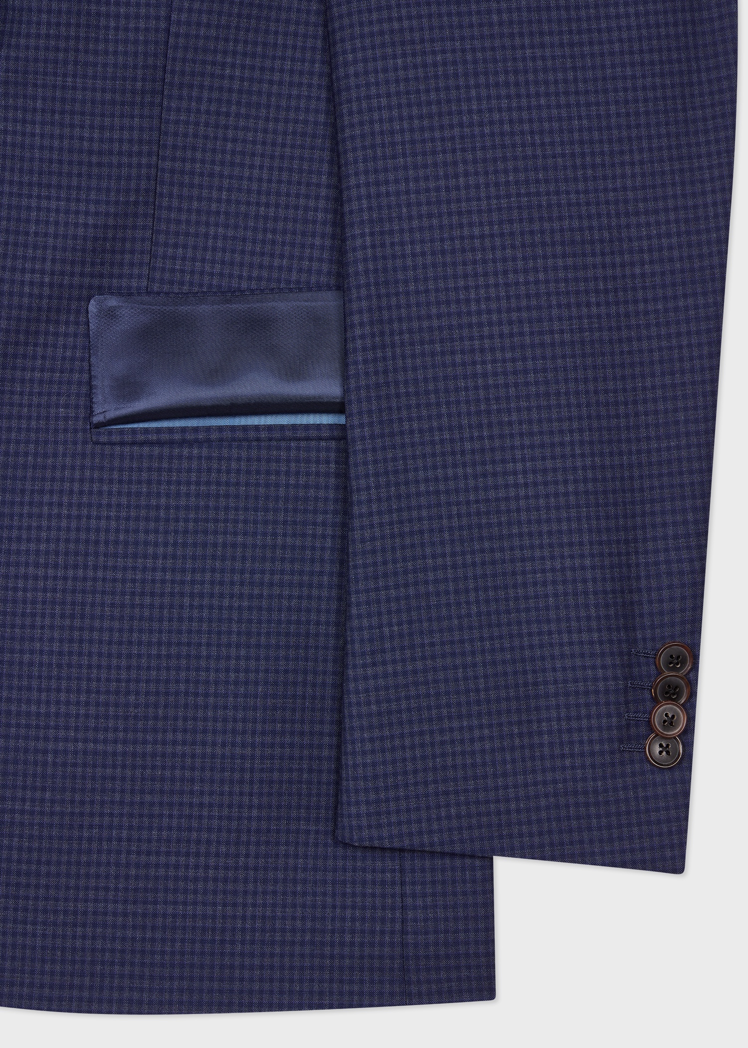 The Soho - Tailored-Fit Blue Gingham Wool Blazer - 3
