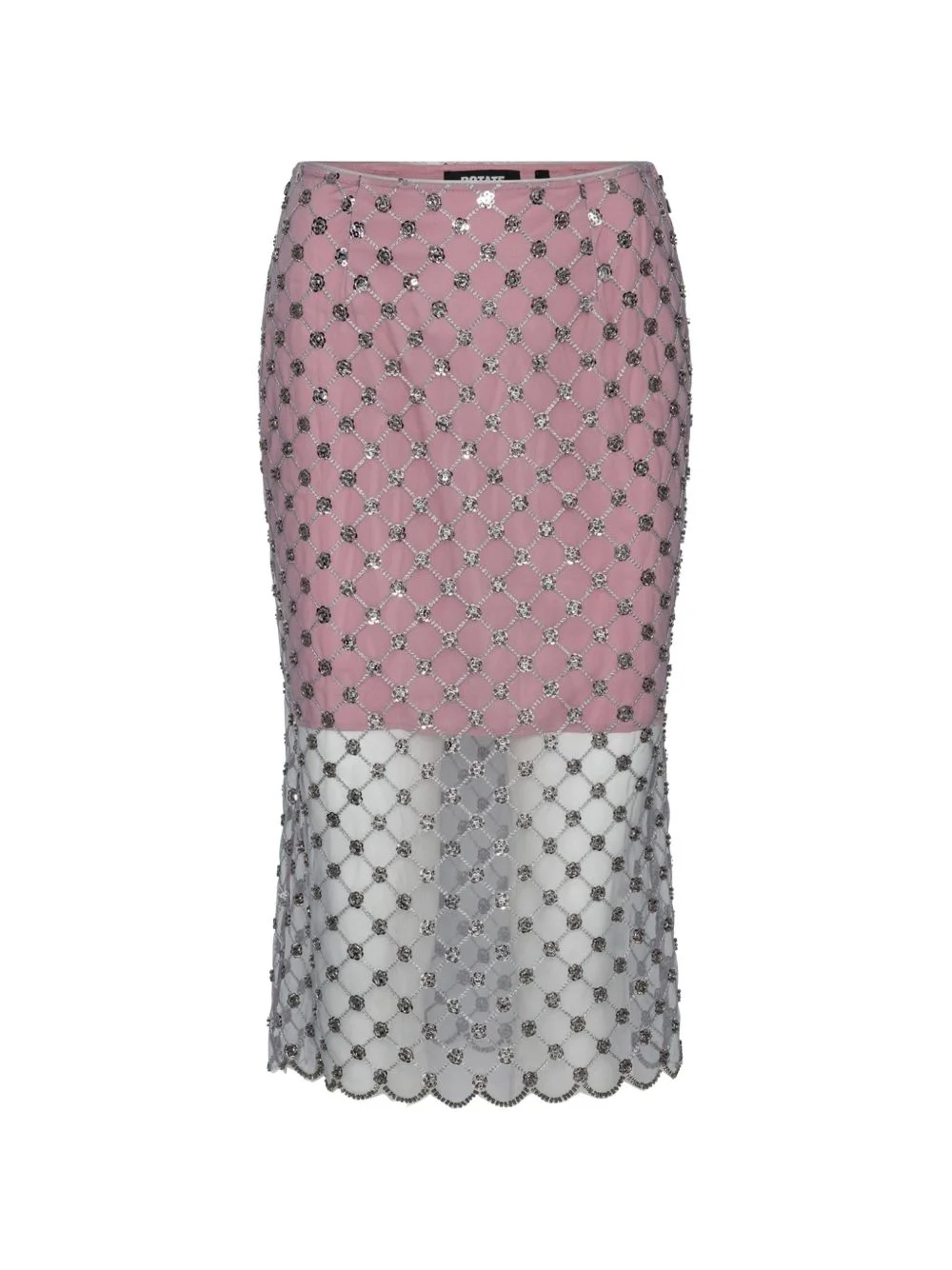 sequined floral-mesh midi skirt - 1
