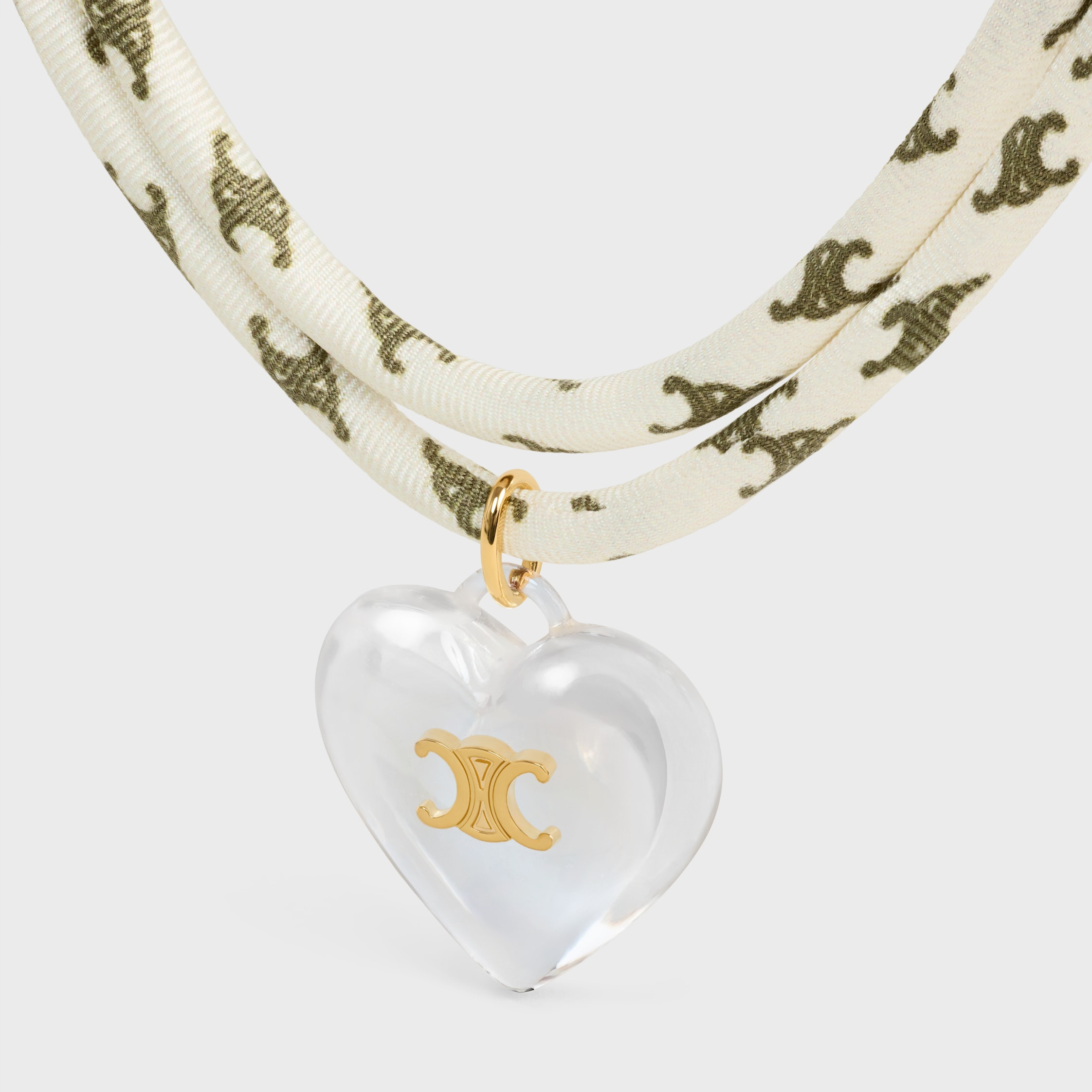 Celine Cœur Triomphe Necklace in Silk, Resin and Brass with Gold Finish - 4