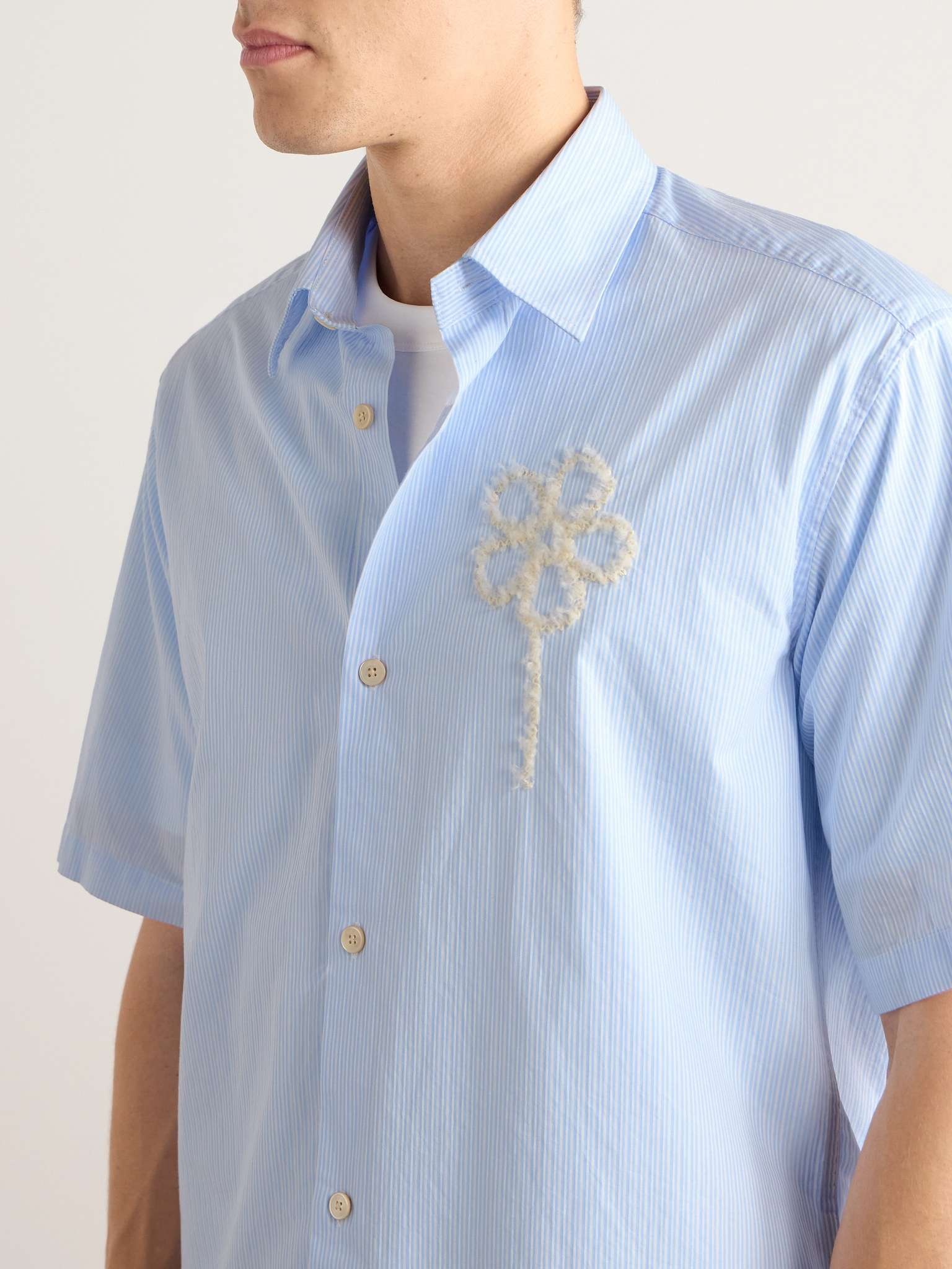 Freddy 5973 Embroidered Striped Cotton-Poplin Shirt - 3