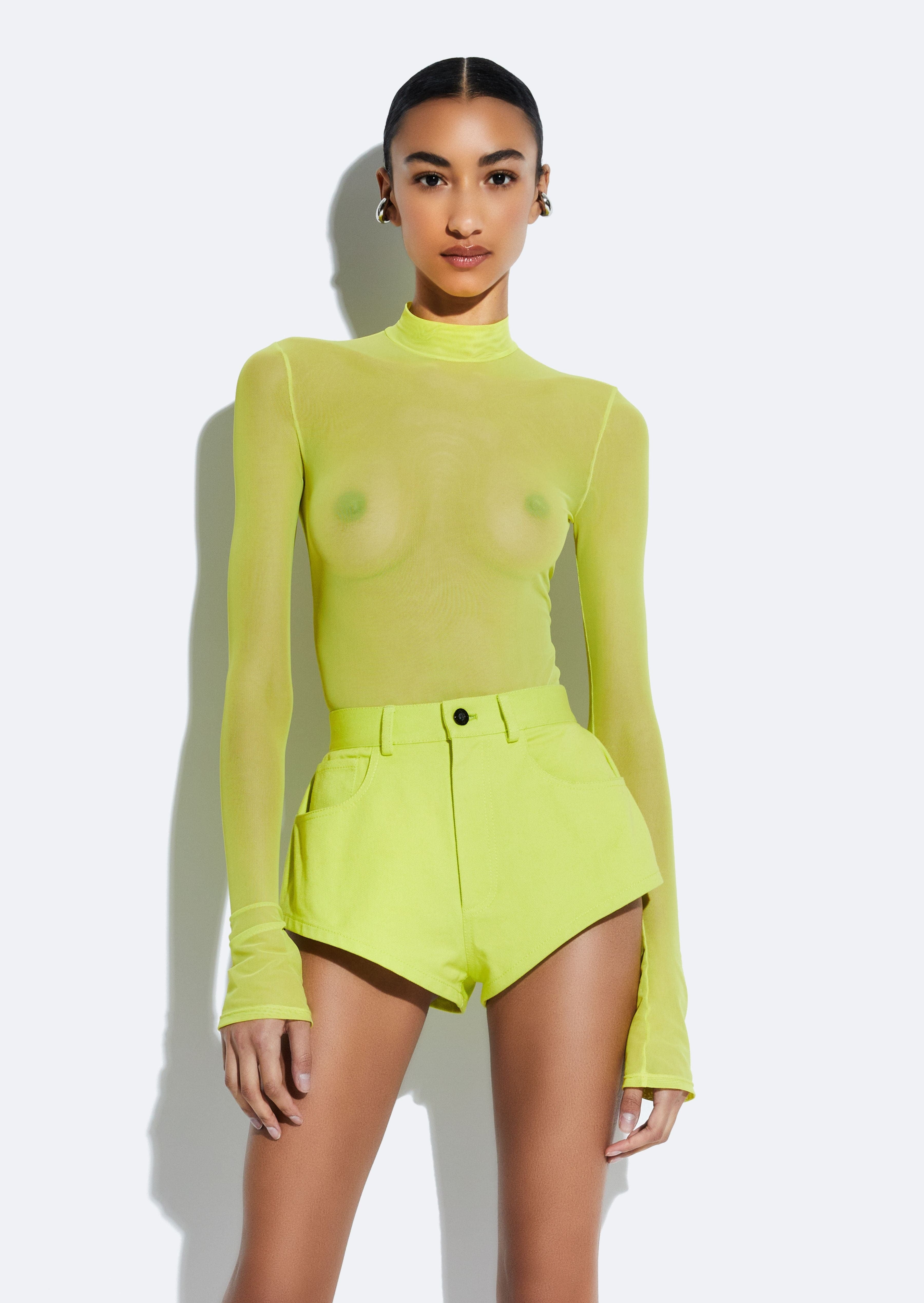 Mesh Mock Neck Bodysuit - 4