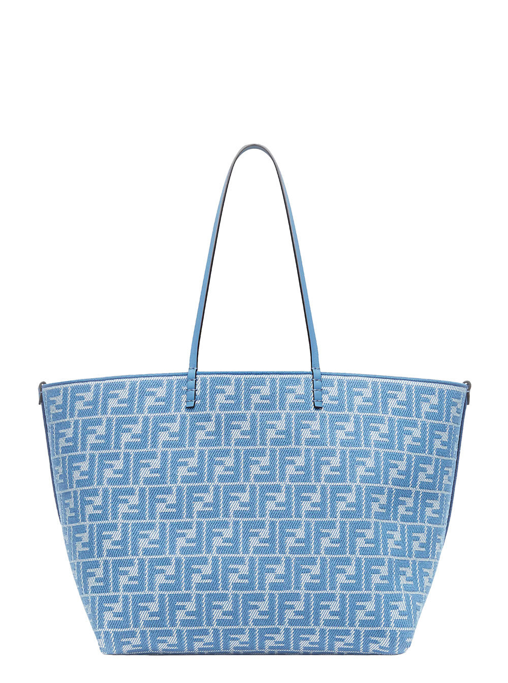 Fendi Women 'Roll Large' Blue Shopper With Reversible Design And All-Over Striped Motif In Cotton Wo - 6