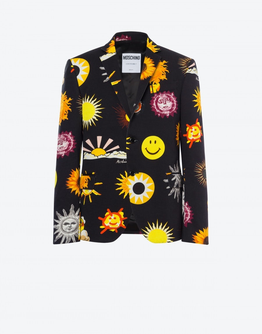STRETCH GABARDINE ALLOVER SUN SMILEY® PRINT JACKET - 1