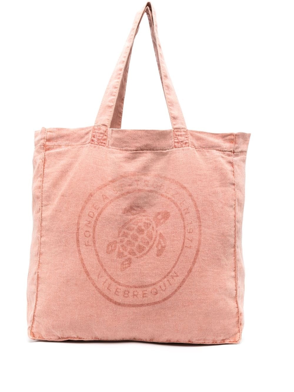logo-print linen tote bag - 1