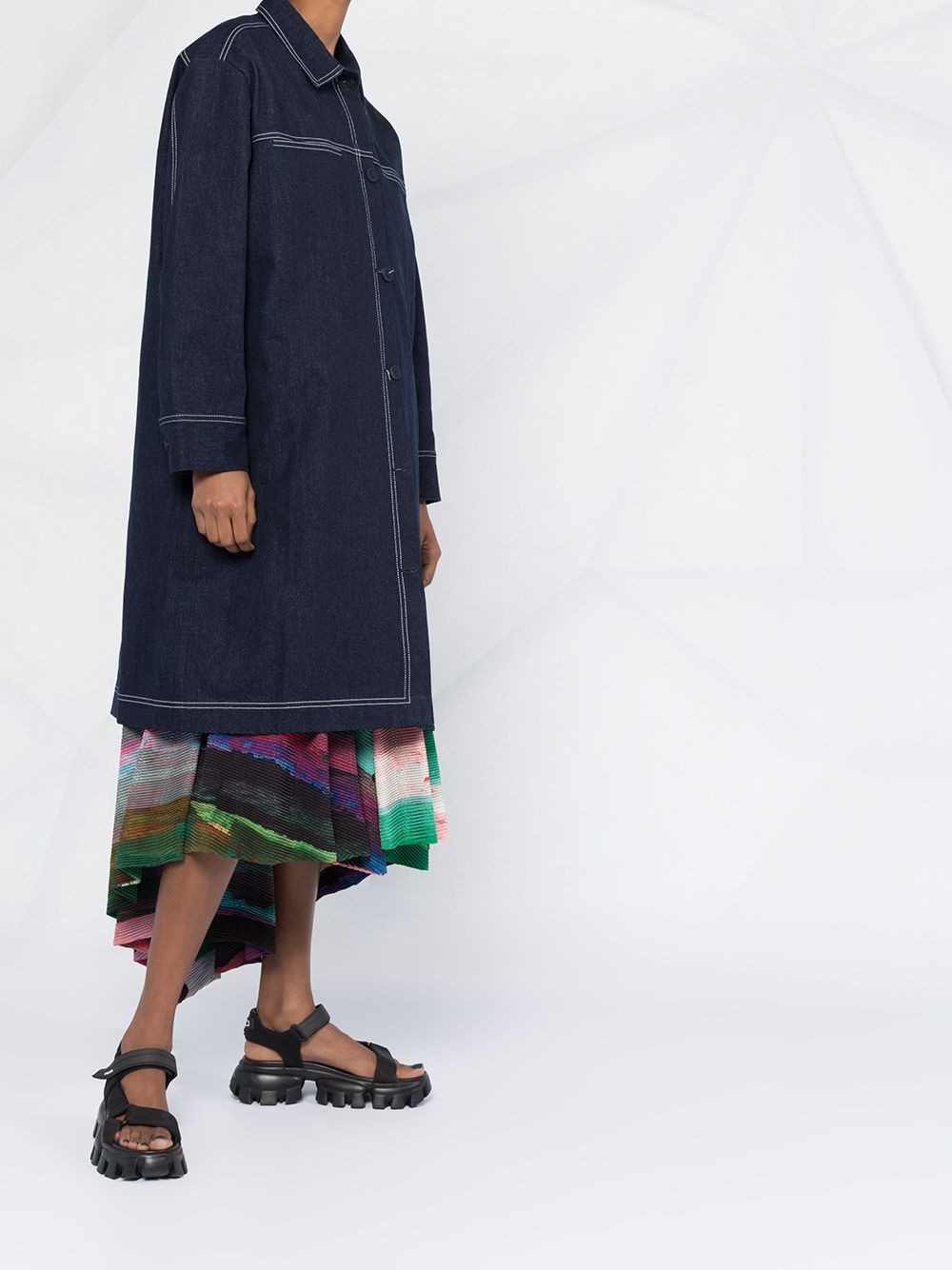 single-breasted denim coat - 6