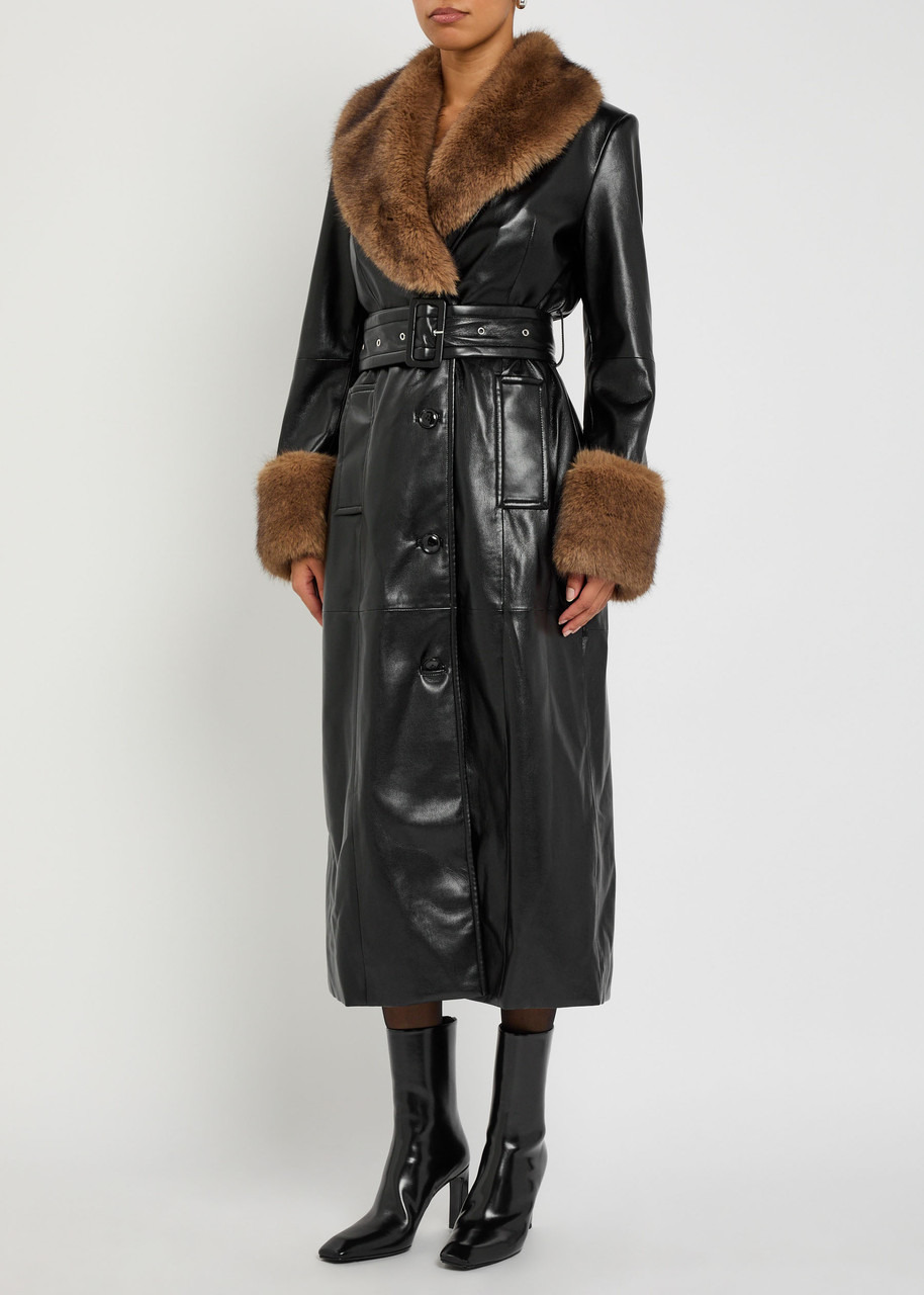 Stand Studio Estella Faux Fur-trimmed Faux Leather Coat - 2