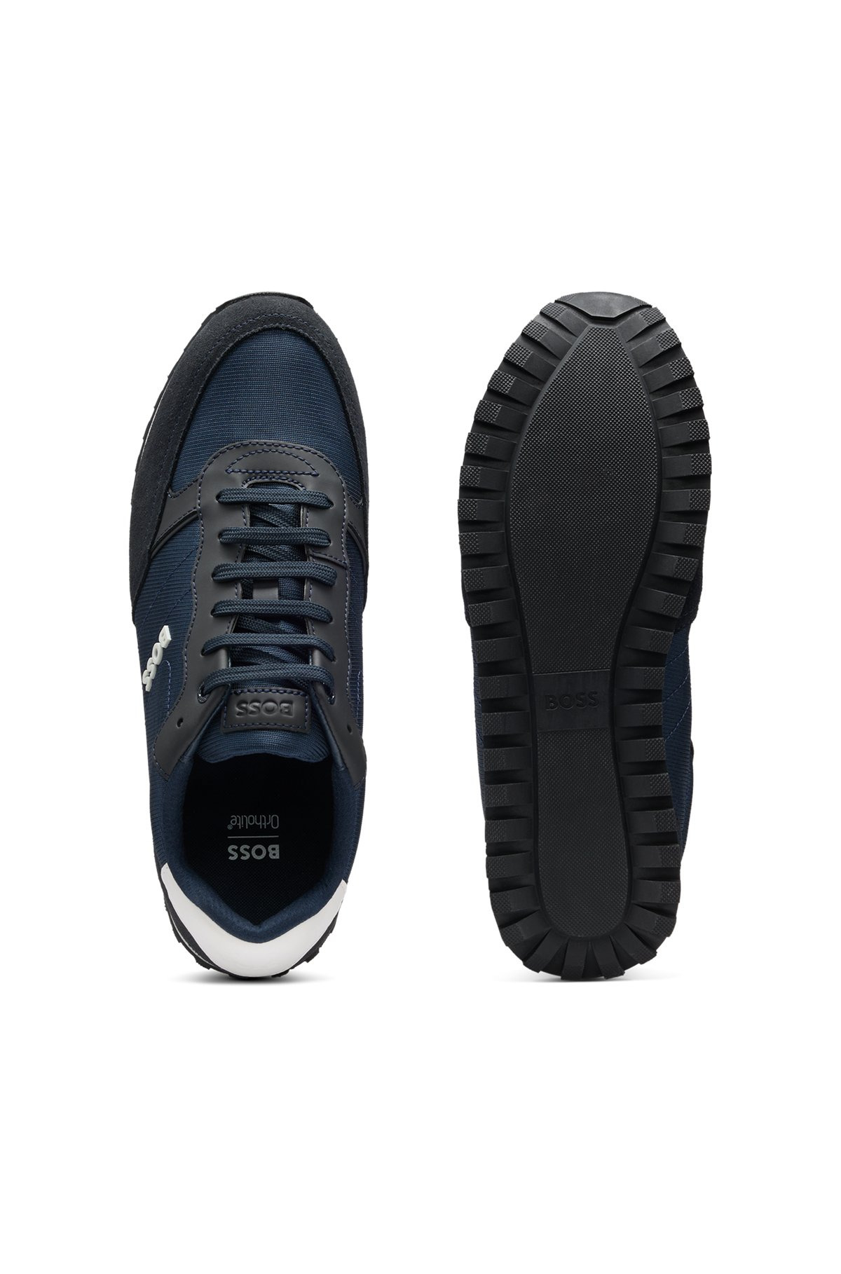 MIXED-MATERIAL TRAINERS WITH FAUX-LEATHER TRIMS - 4