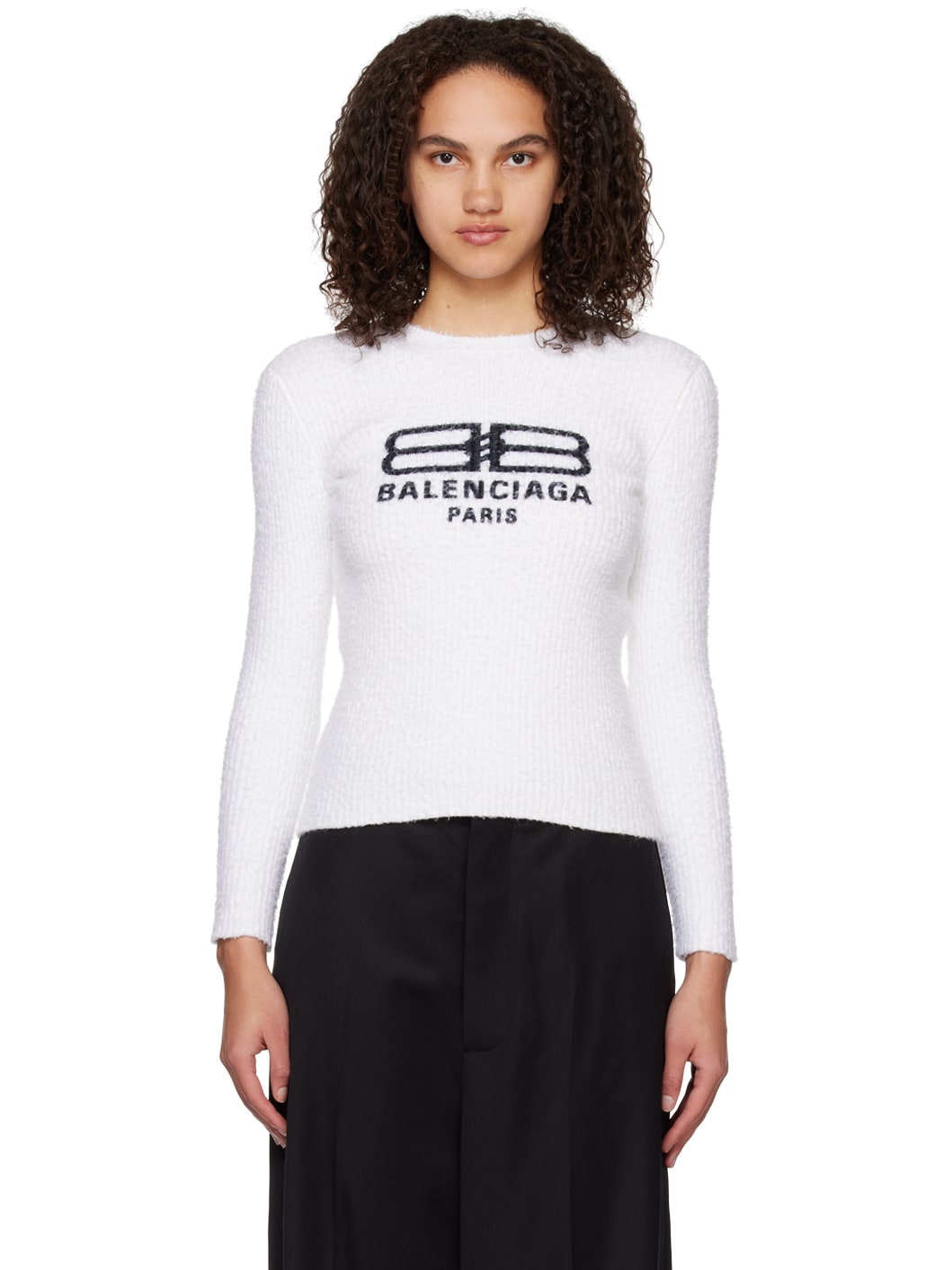 White Print Sweater - 1