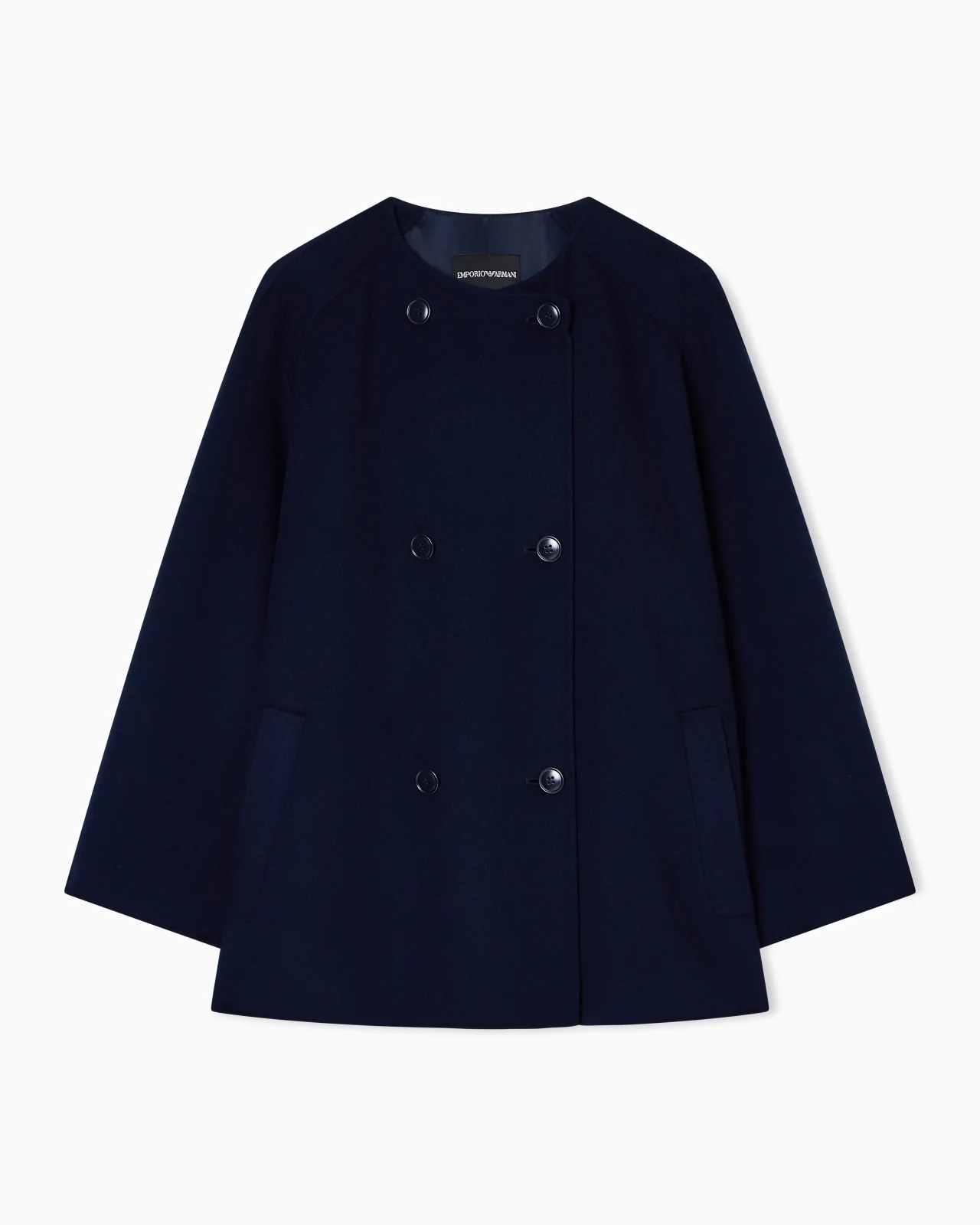 DOUBLE-BREASTED WOOL AND CASHMERE PEA COAT - 1