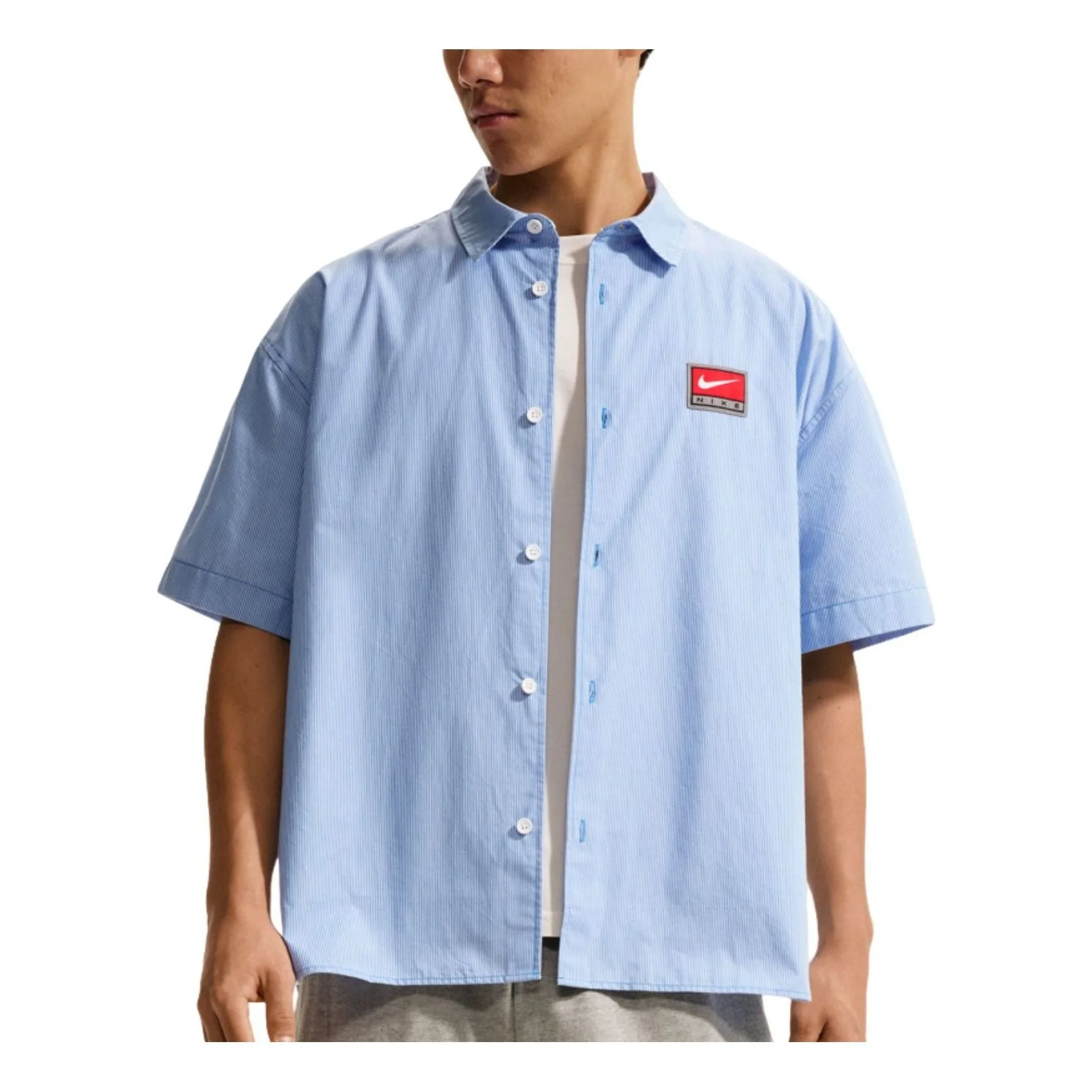 Nike Life Button-Down Shirt 'Pacific Blue White' IF0927-427 - 1