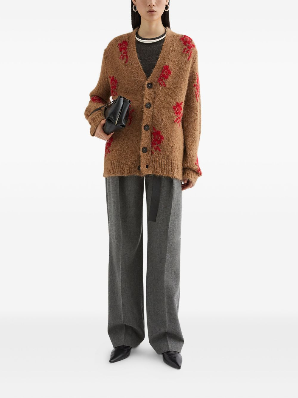 flower intarsia-knit cardigan - 2