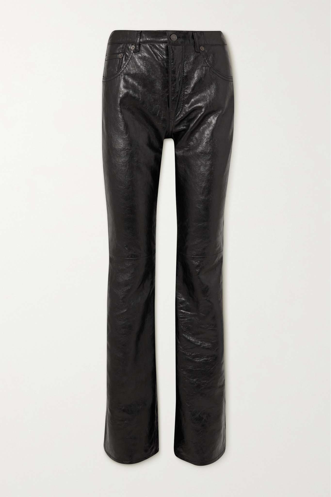 Crinkled-leather straight-leg pants - 1