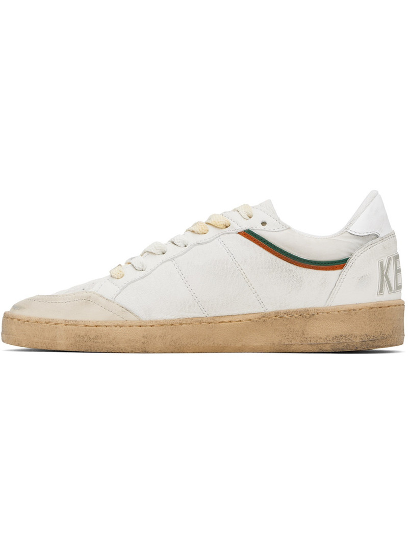 White & Beige Ball Star Sneakers 3