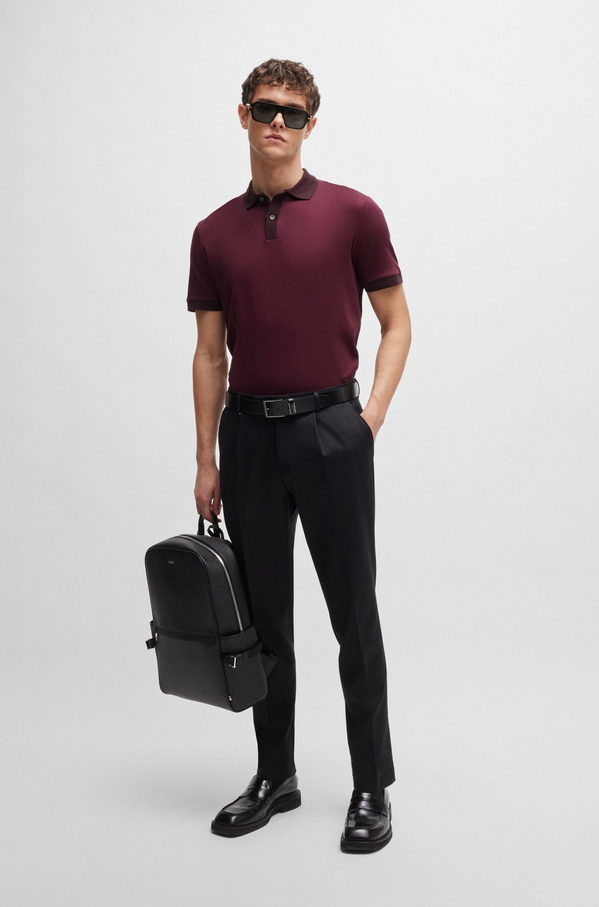 RELAXED-FIT TROUSERS IN STRETCH FABRIC WITH PLEAT FRONT - 3