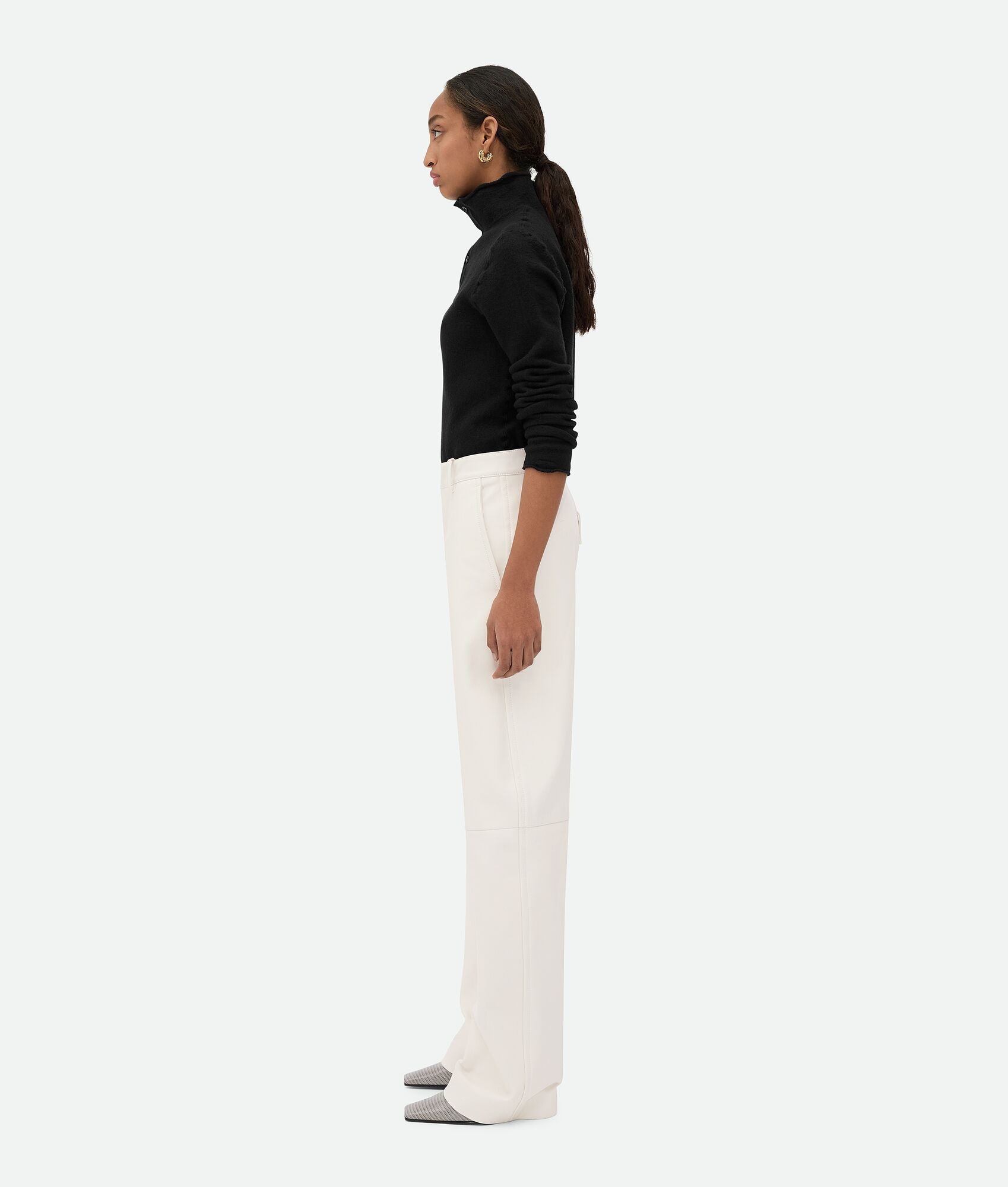 Leather Rounded Leg Trousers - 2