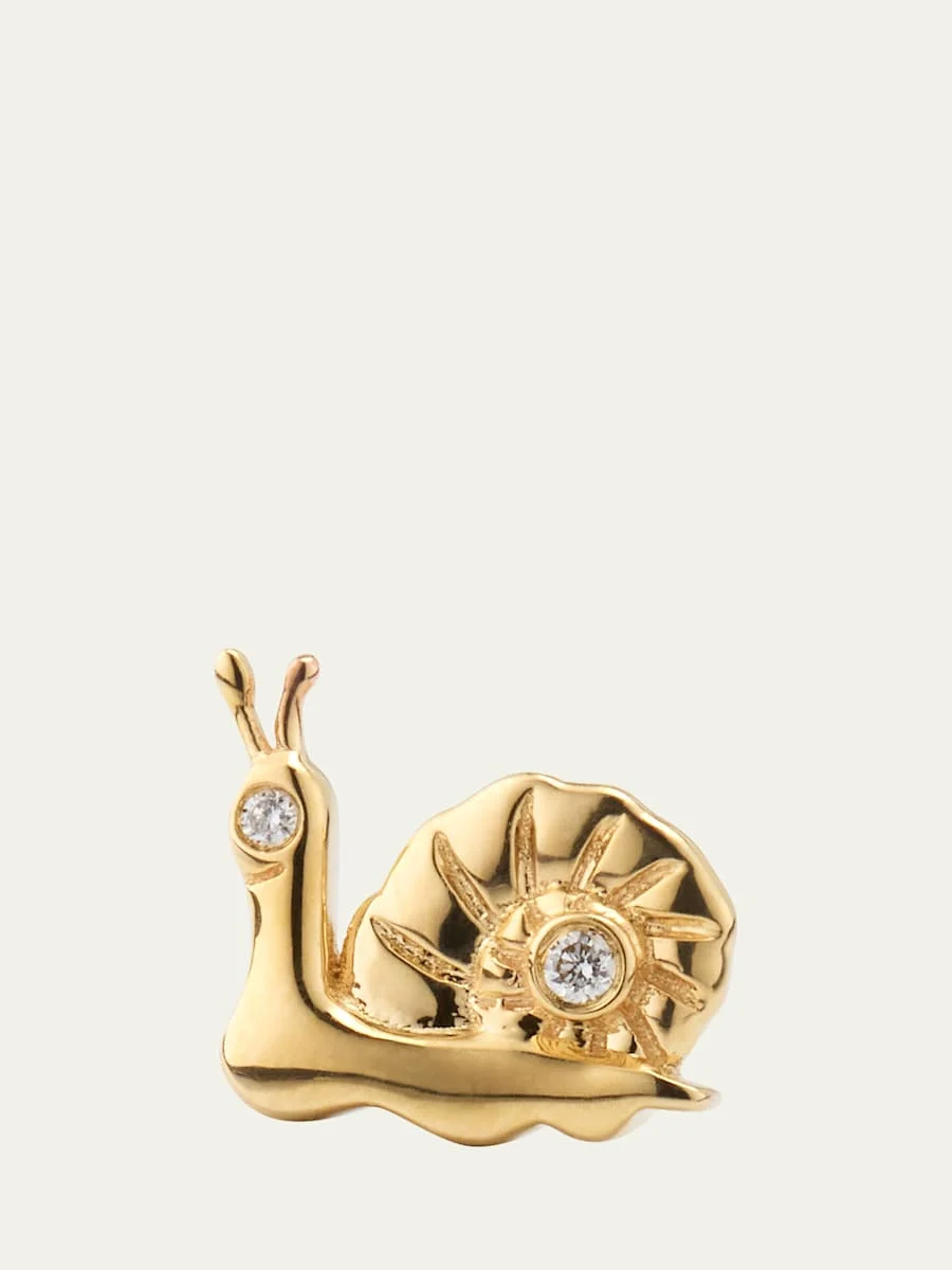 14k Diamond Small Snail Stud Earring, Single Left - 1