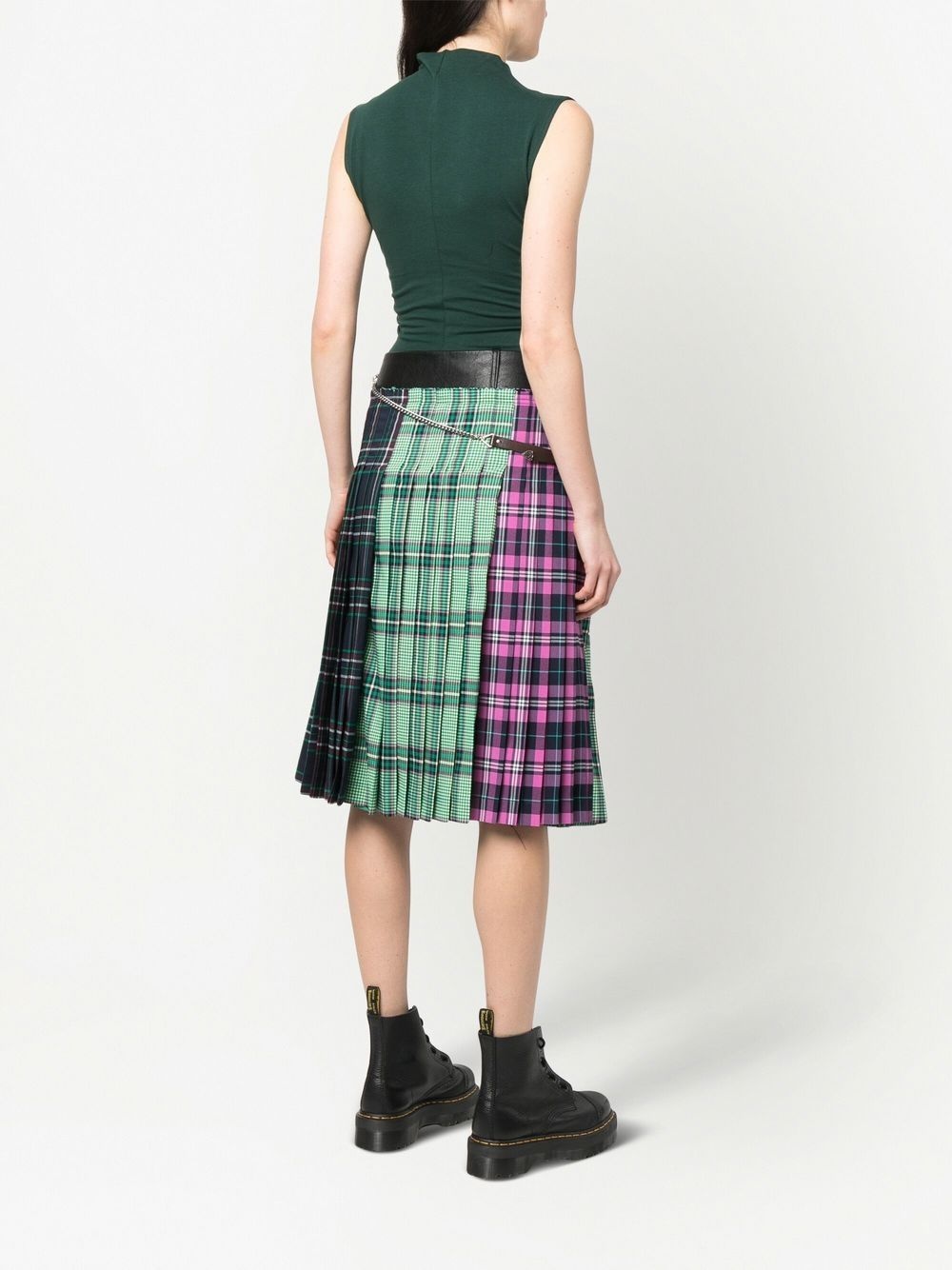 pleated plaid-patterned midi skirt - 4