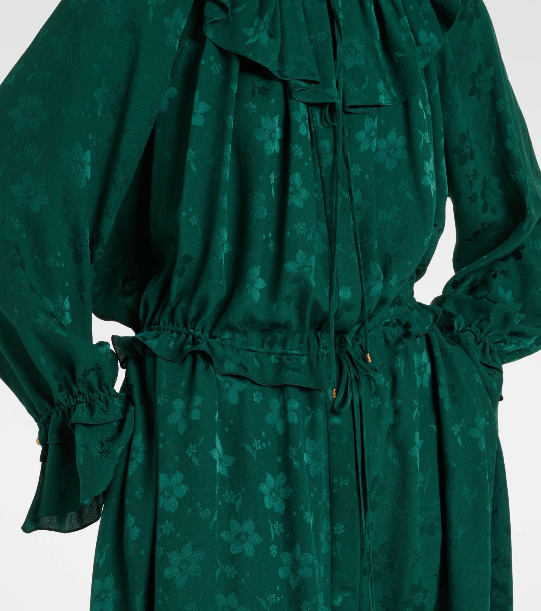 Ruffled floral silk jacquard midi dress - 5