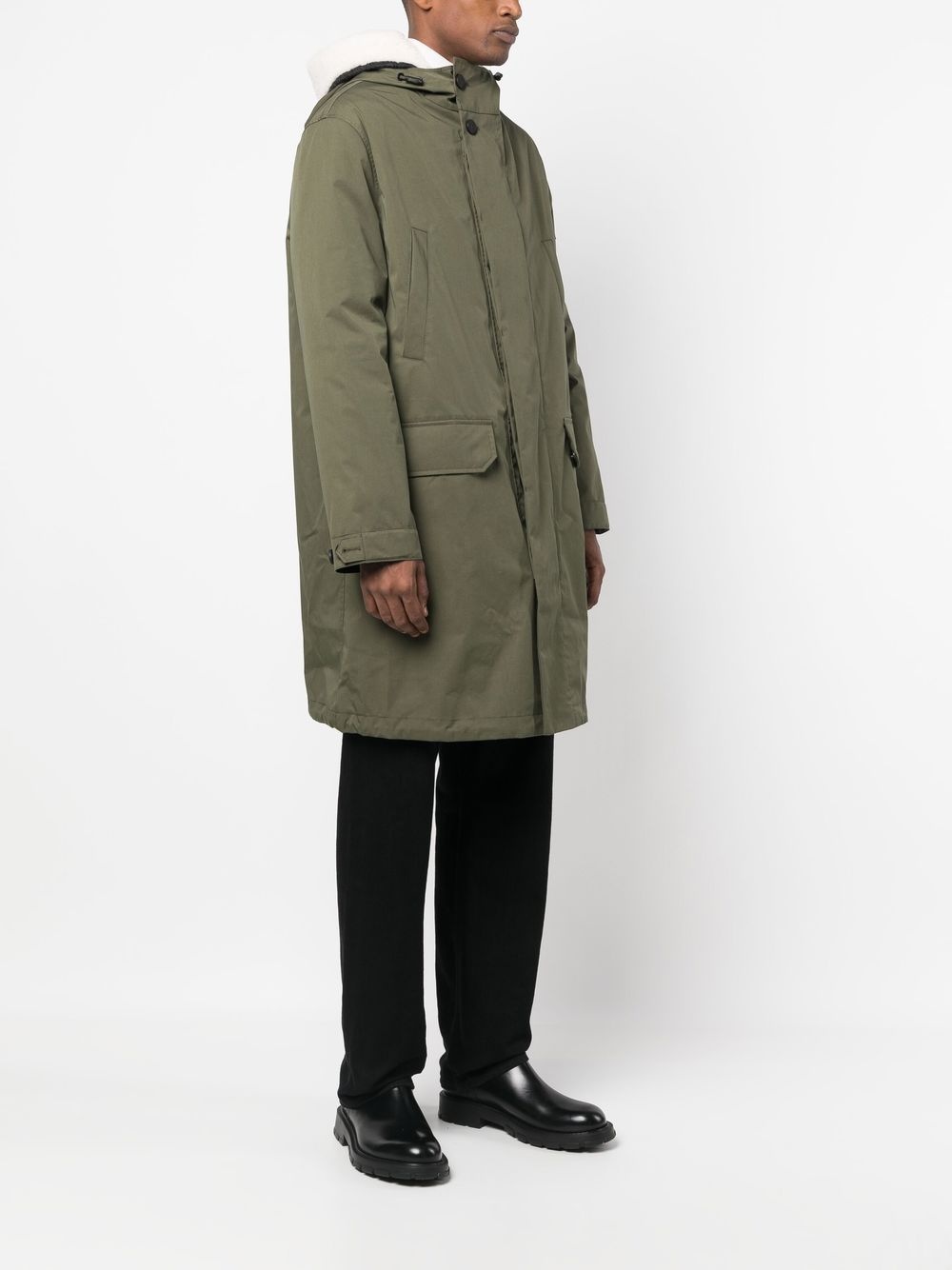shearling-lined hooded parka - 3