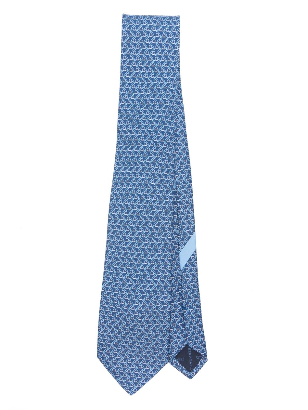 Gancini-print silk tie - 1