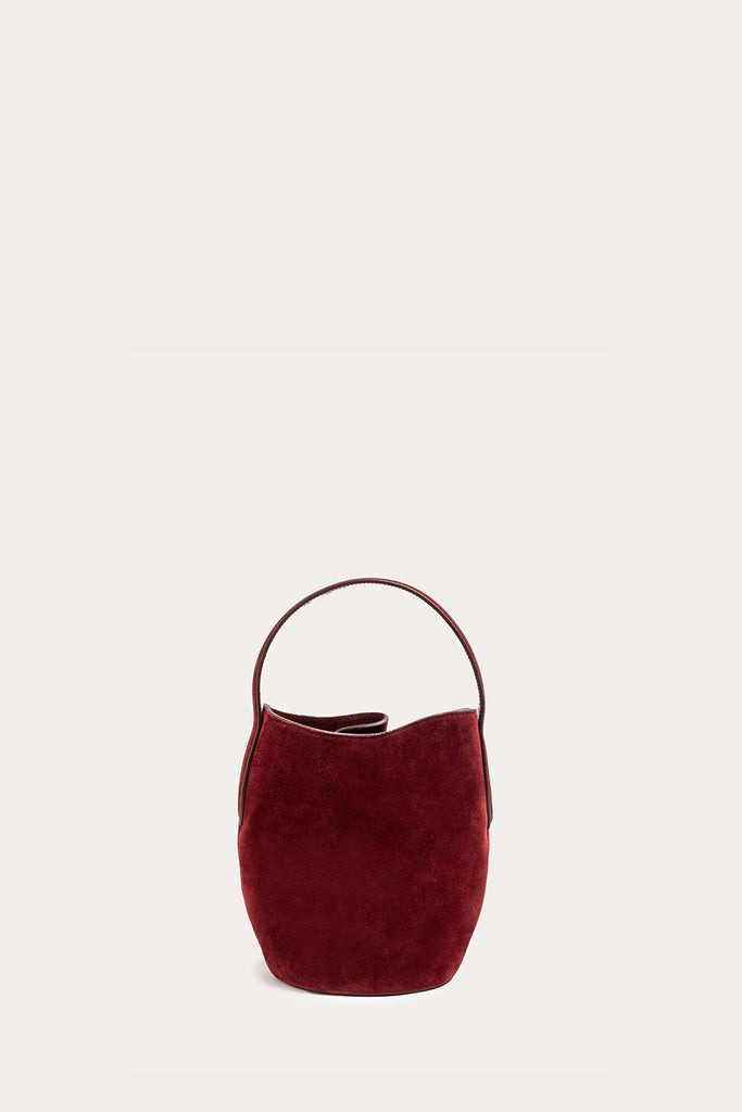 BELTED BUCKET BAG MINI MAROON SUEDE - 4