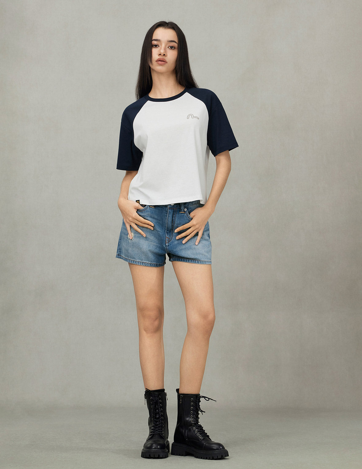 Nautical Theme Embroidery and Print Cropped Horn-sleeve T-Shirt - 3