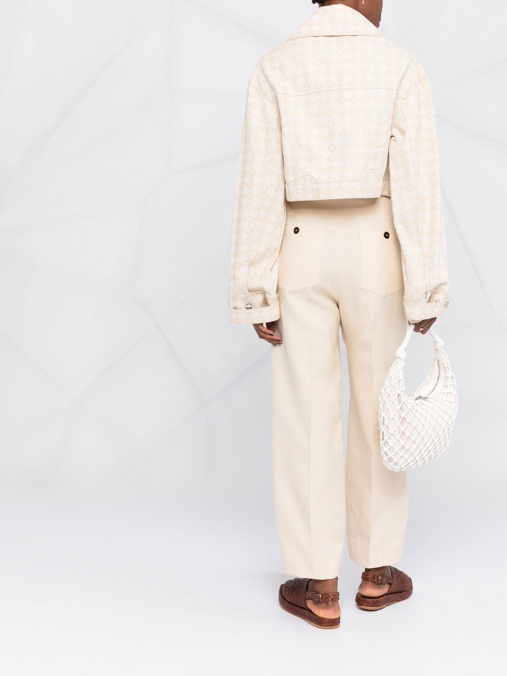 logo pattern boxy denim jacket - 6