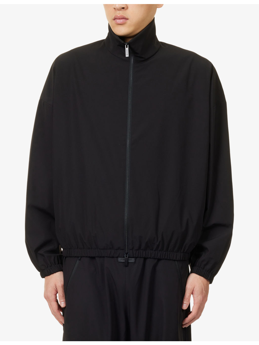 De-Bossed Logo-Patch Stand-Collar Shell Track Jacket - 3