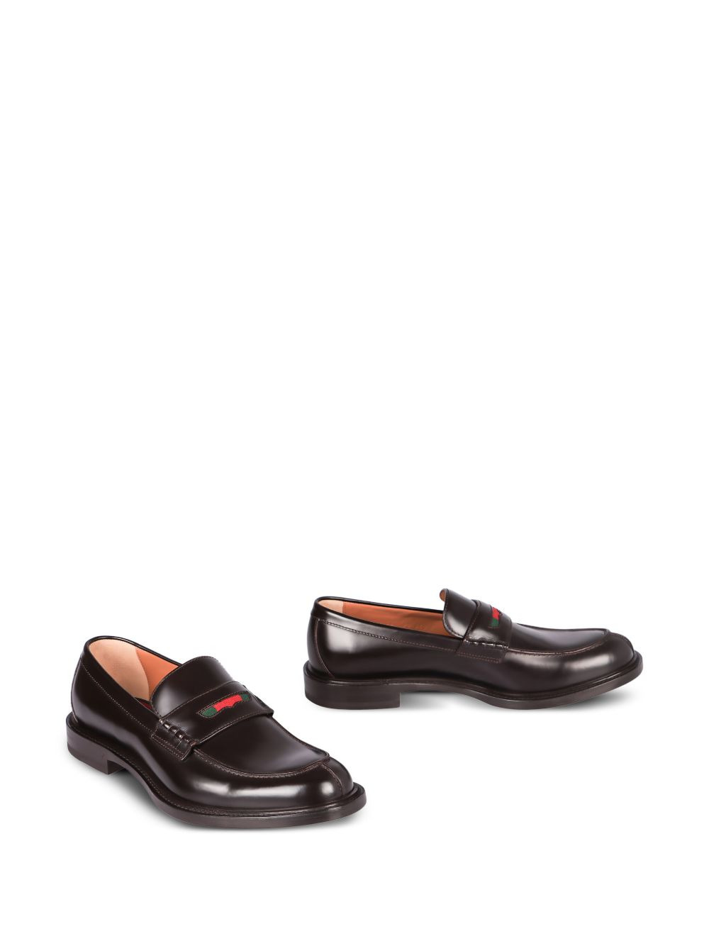 Web-stripe leather loafers - 2