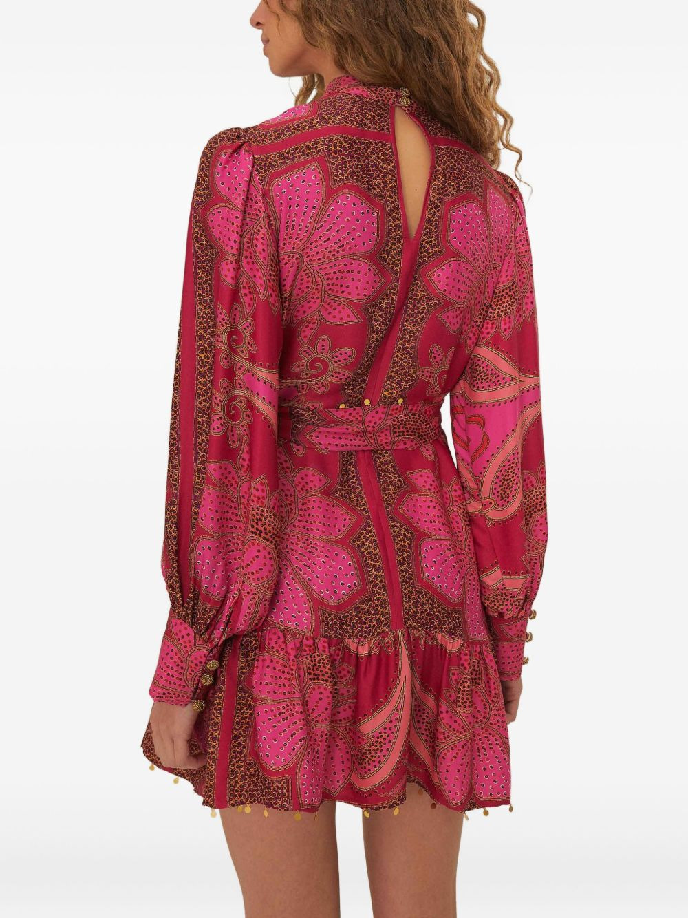 tassel-embellished patterned mini dress - 2