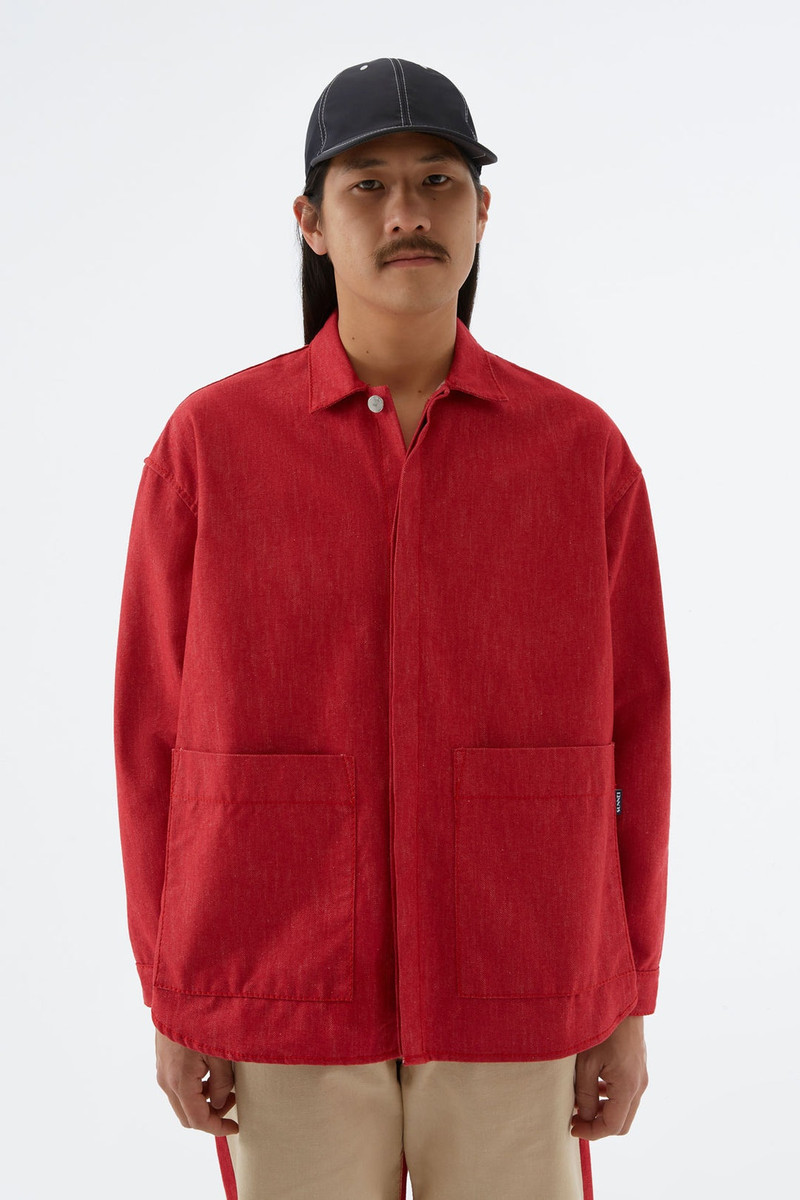 RED DENIM OVER SHIRT 1