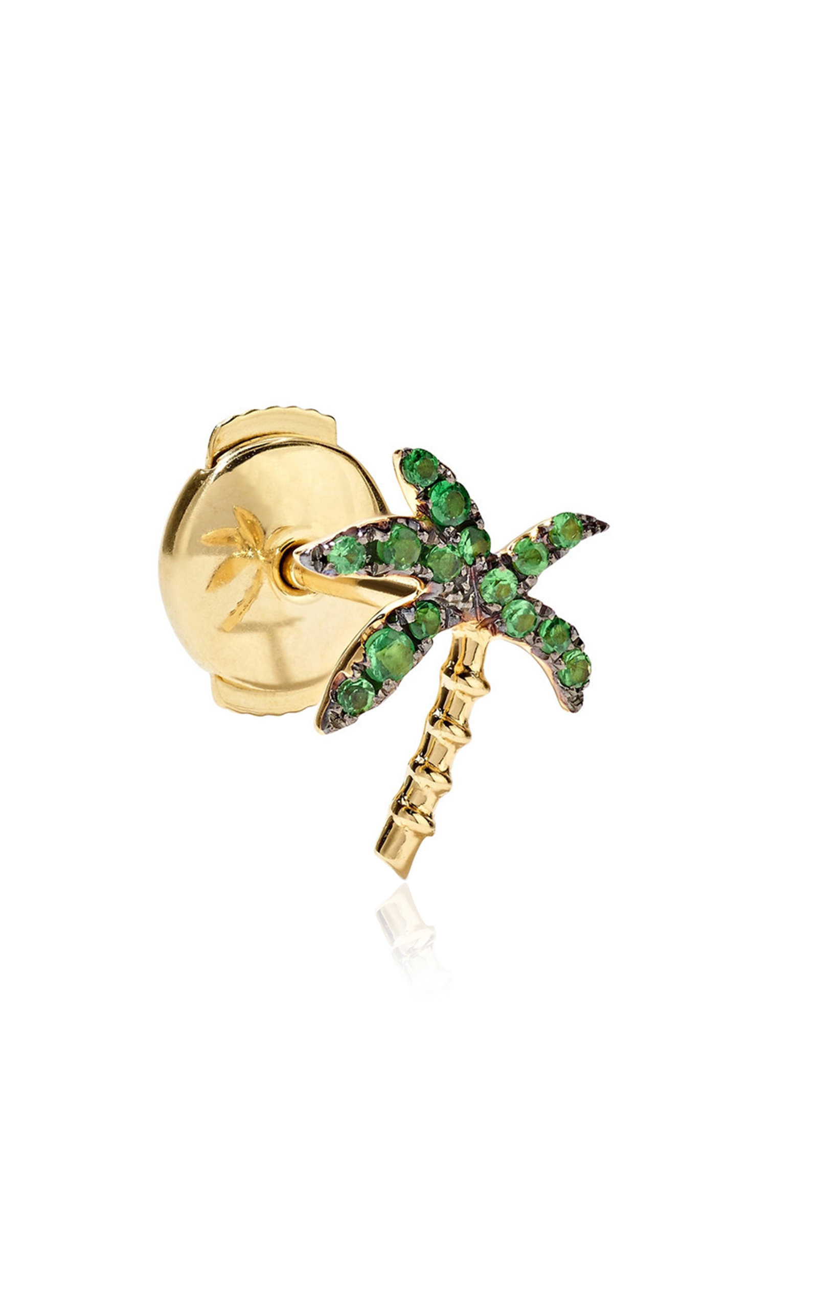 18K Gold Tsavorite Single Earring green - 3
