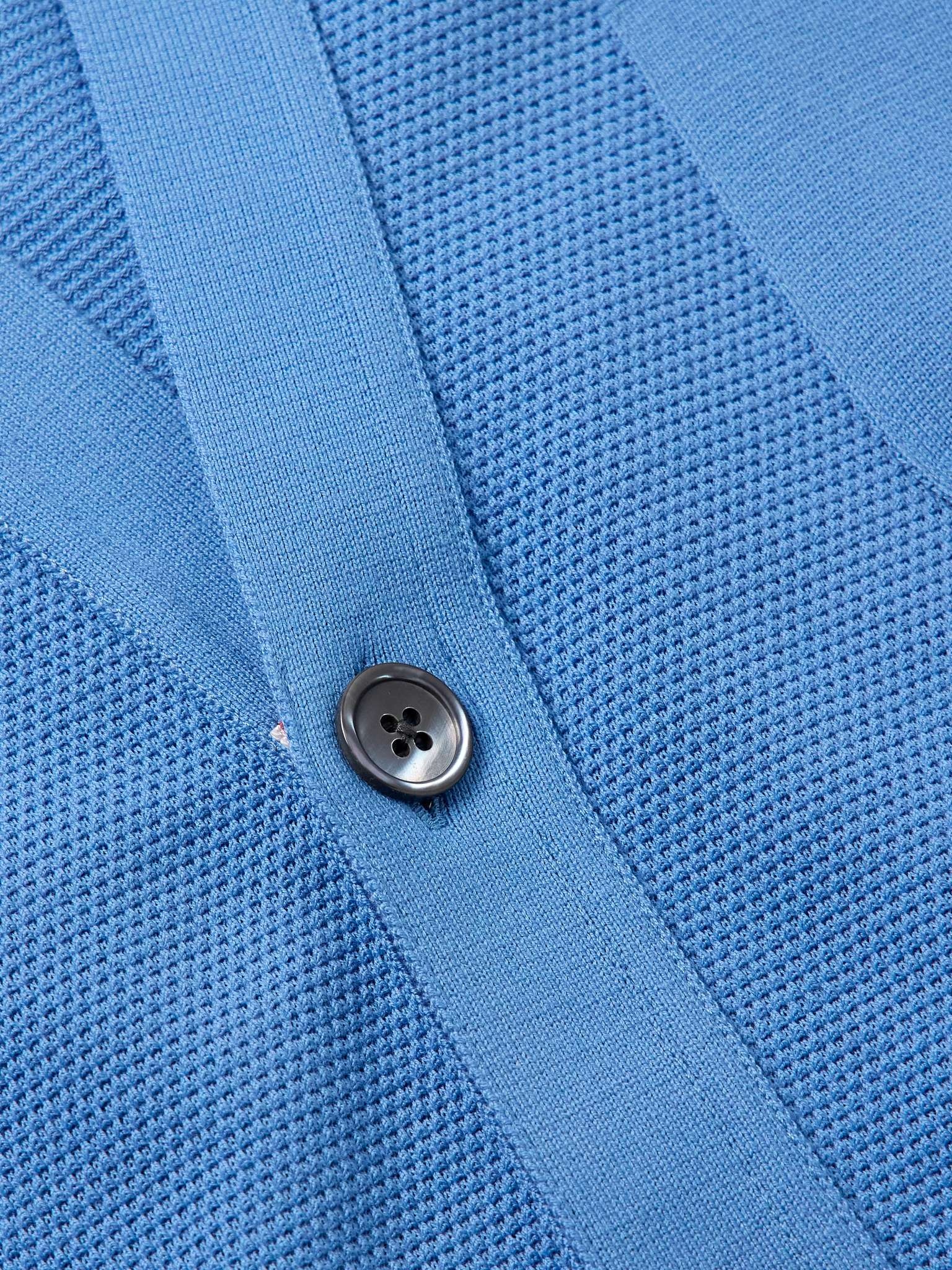 Logo-Appliquéd Striped Cotton-Piqué Cardigan - 5