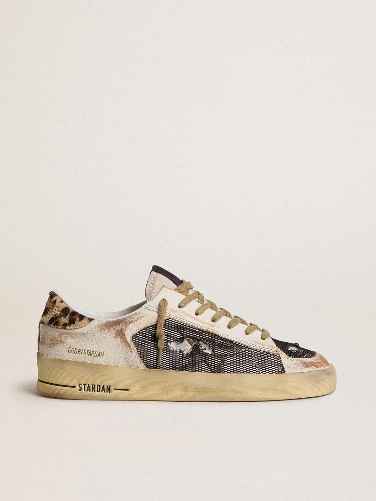 Men's Stardan in nappa and mesh with leopard-print pony skin heel tab - 1
