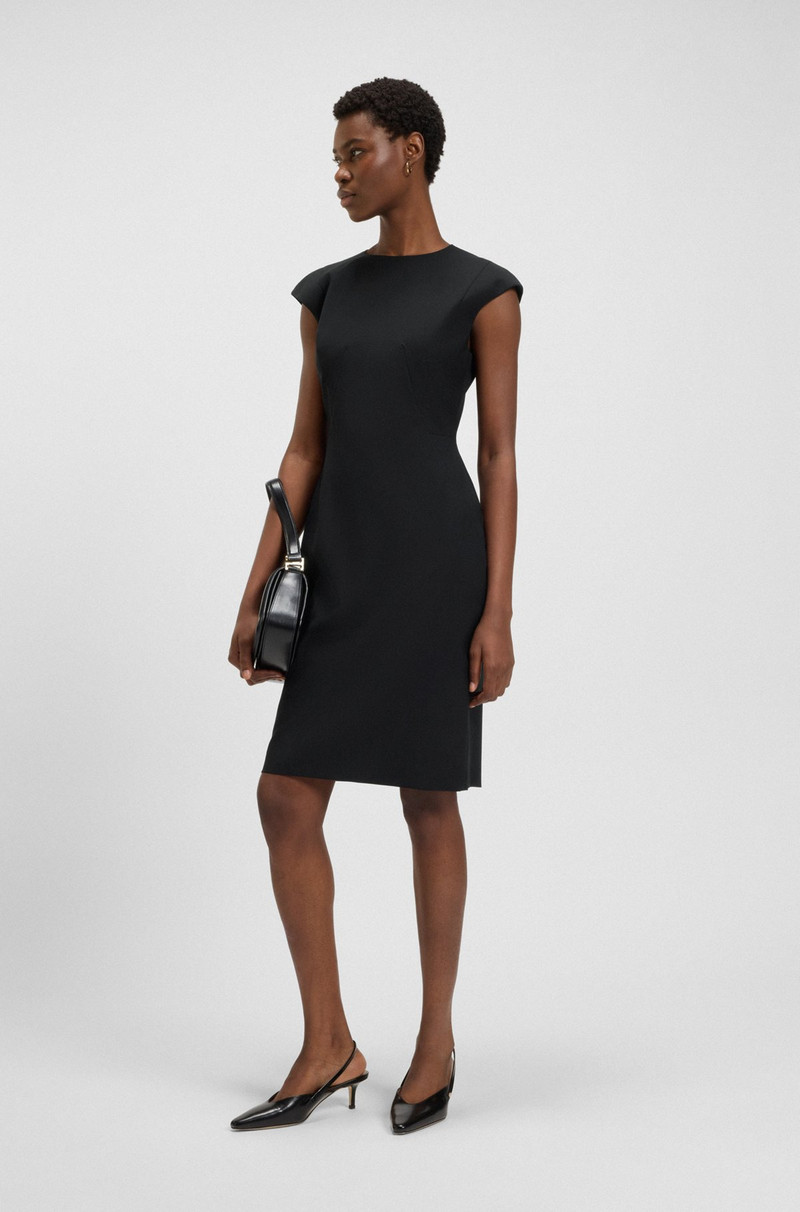 BOSS SLIM-FIT DRESS IN VIRGIN WOOL WITH CAP SLEEVES outlook