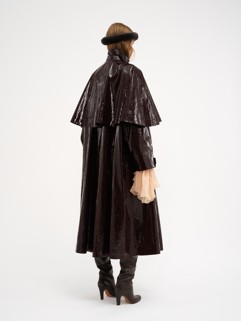 OVERSIZED LONG PARKA IN SHINY COTTON WITH CAPE 4