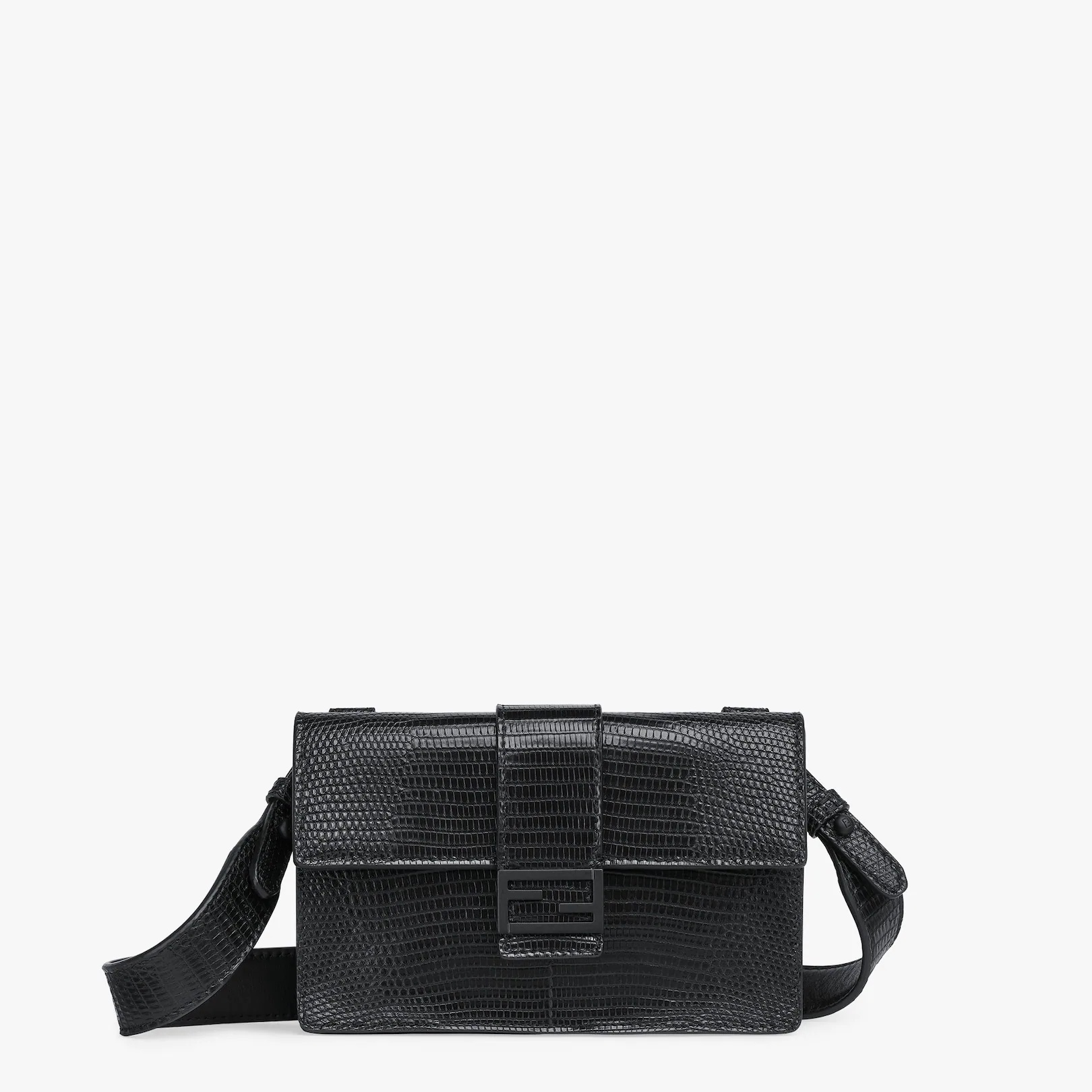 Black lizard leather bag - 1