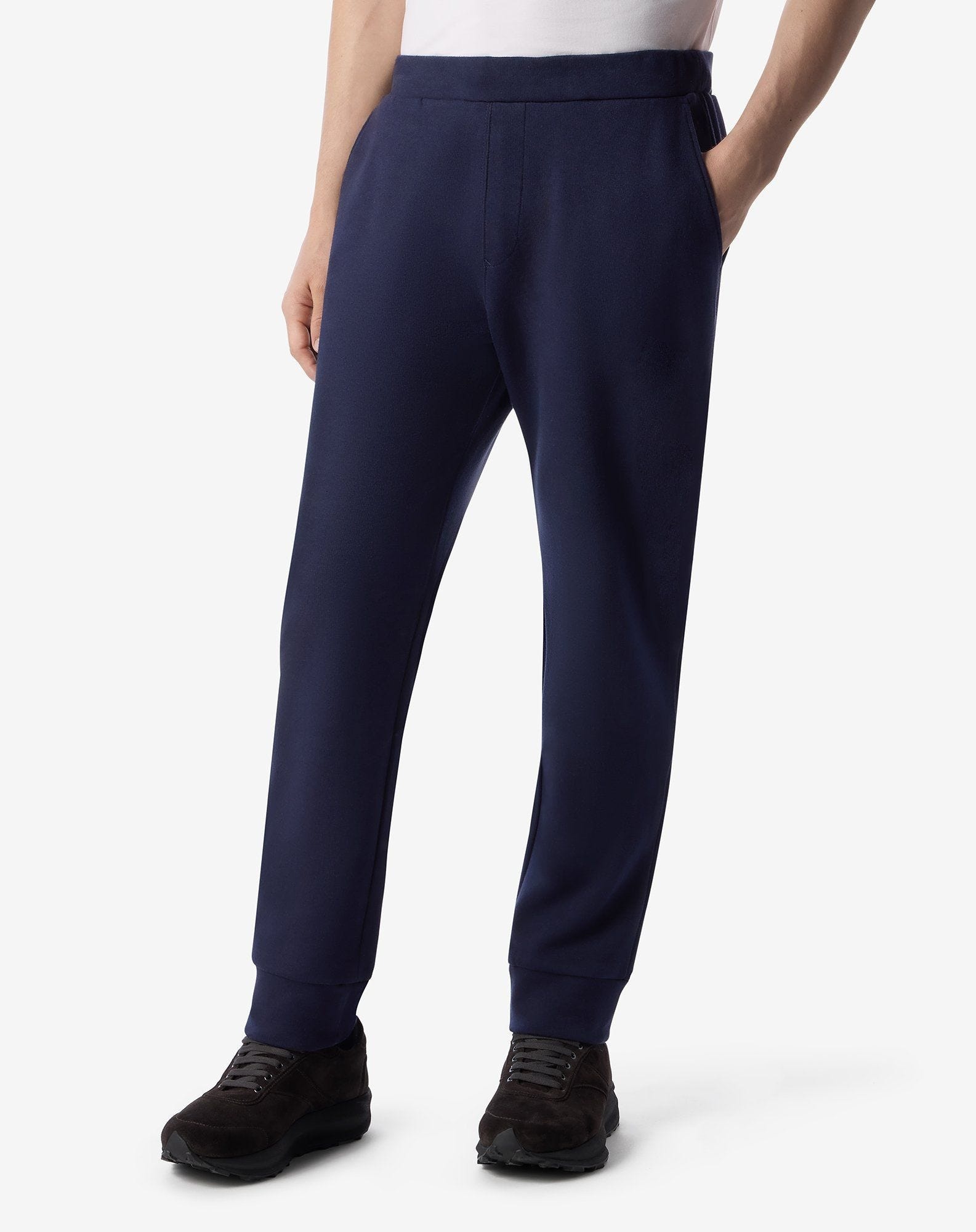 Navy blue cotton joggers - 2