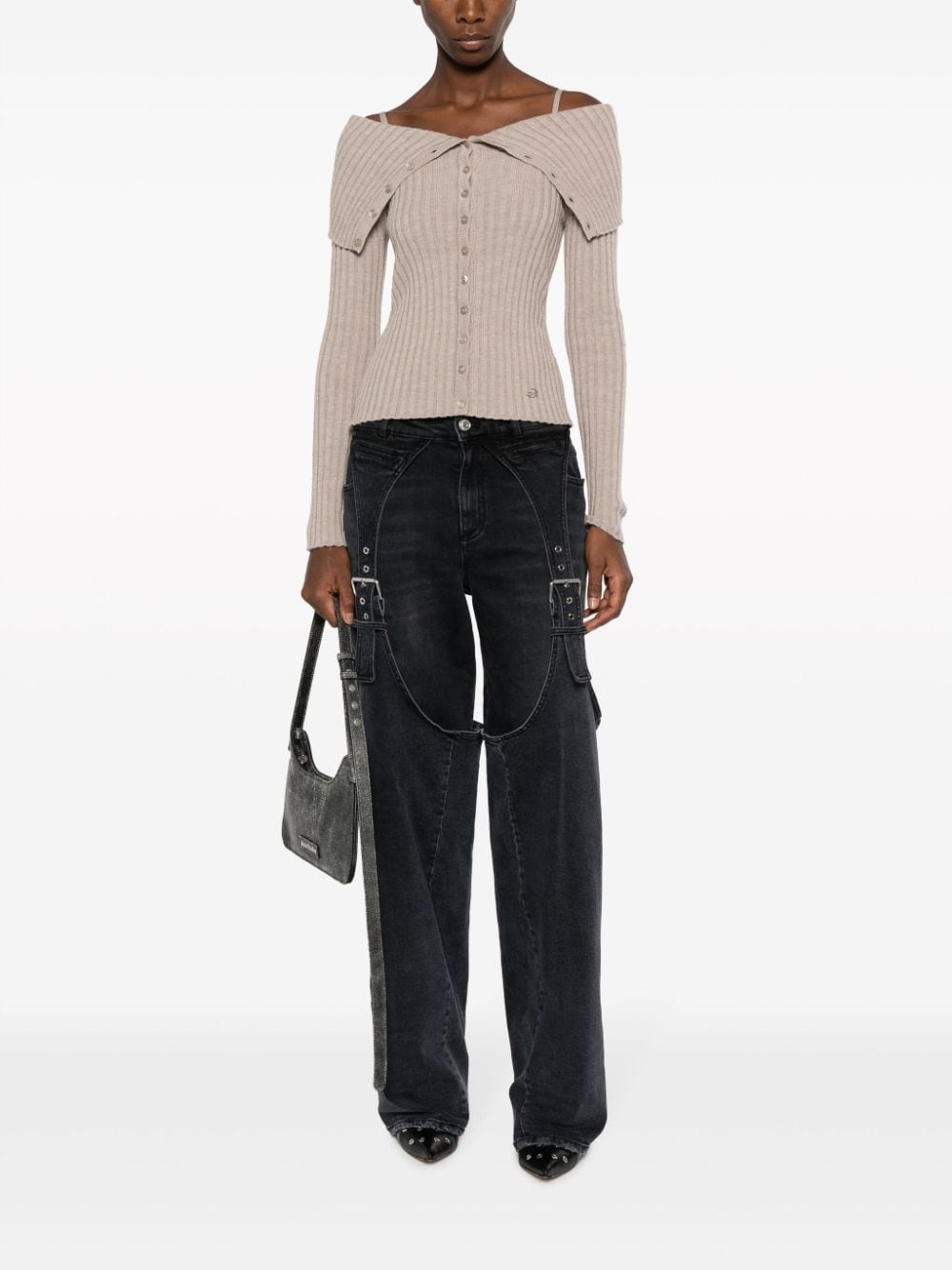 logo-patch cotton wide-leg jeans - 2
