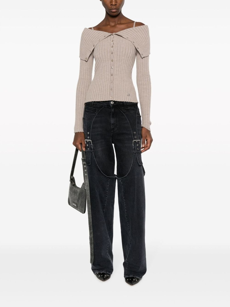 Blumarine logo-patch cotton wide-leg jeans outlook