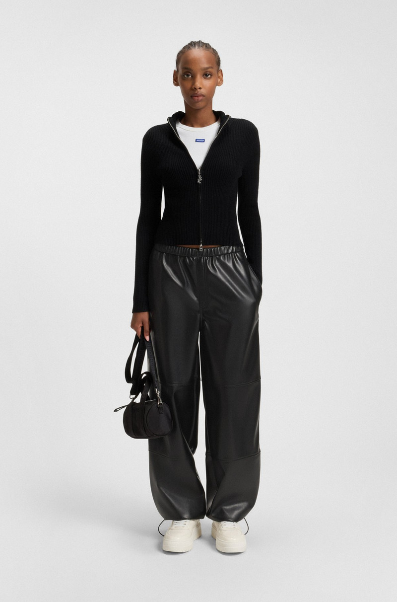 HUGO WIDE-LEG PARACHUTE TROUSERS IN FAUX LEATHER outlook