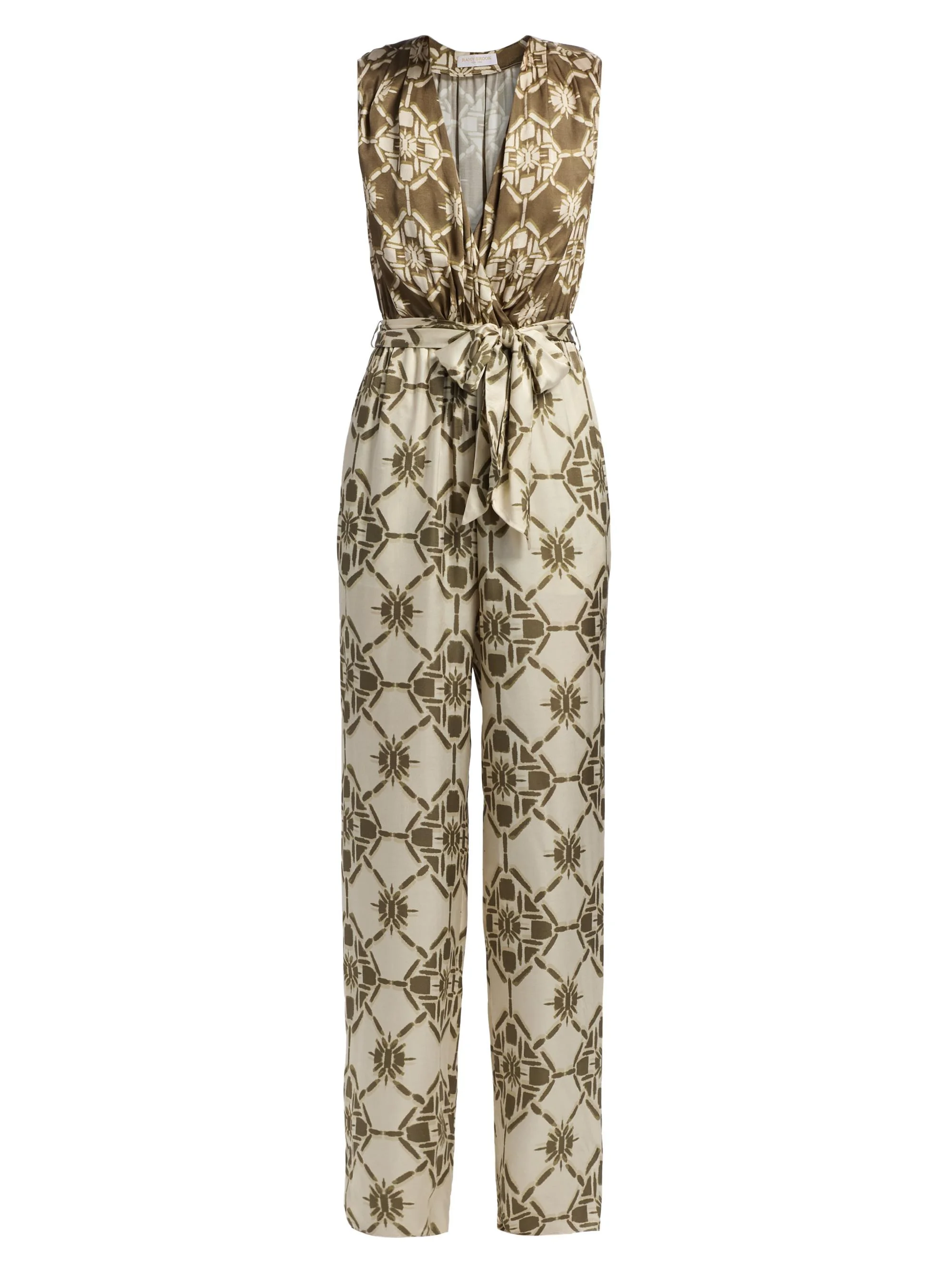 Women's Noelia Printed Sleeveless Jumpsuit - Olive Tile Print - 1