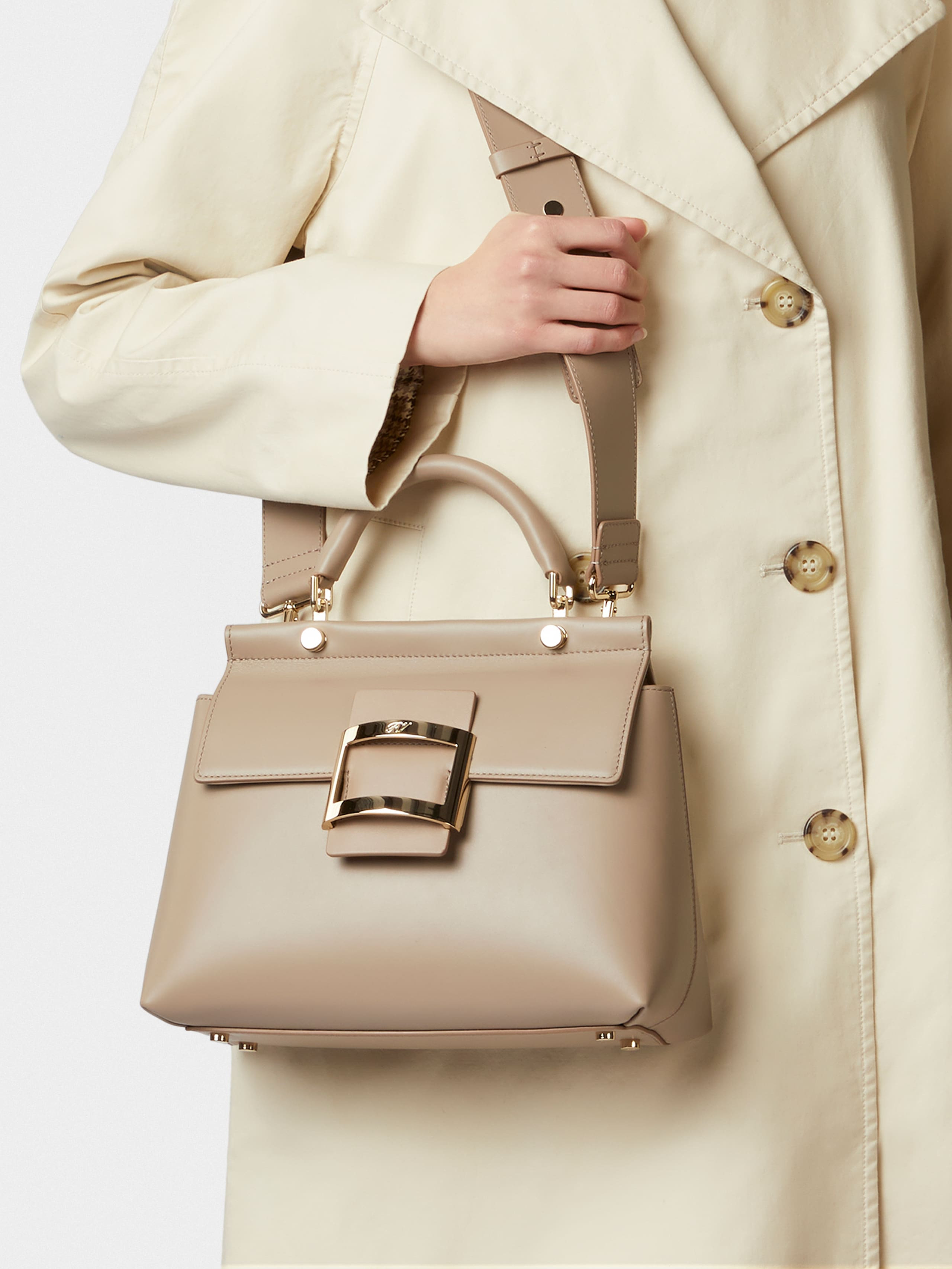 Viv' Cabas Metal Buckle Bag in Leather - 9