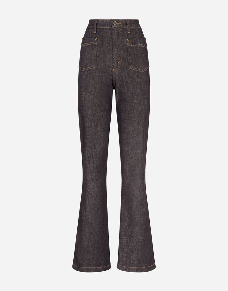 Flared jeans with tobacco-colored stitching - 3