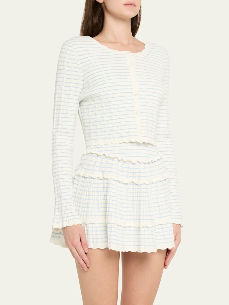 LoveShackFancy Media Striped Stretch Pointelle Cropped Cardigan outlook